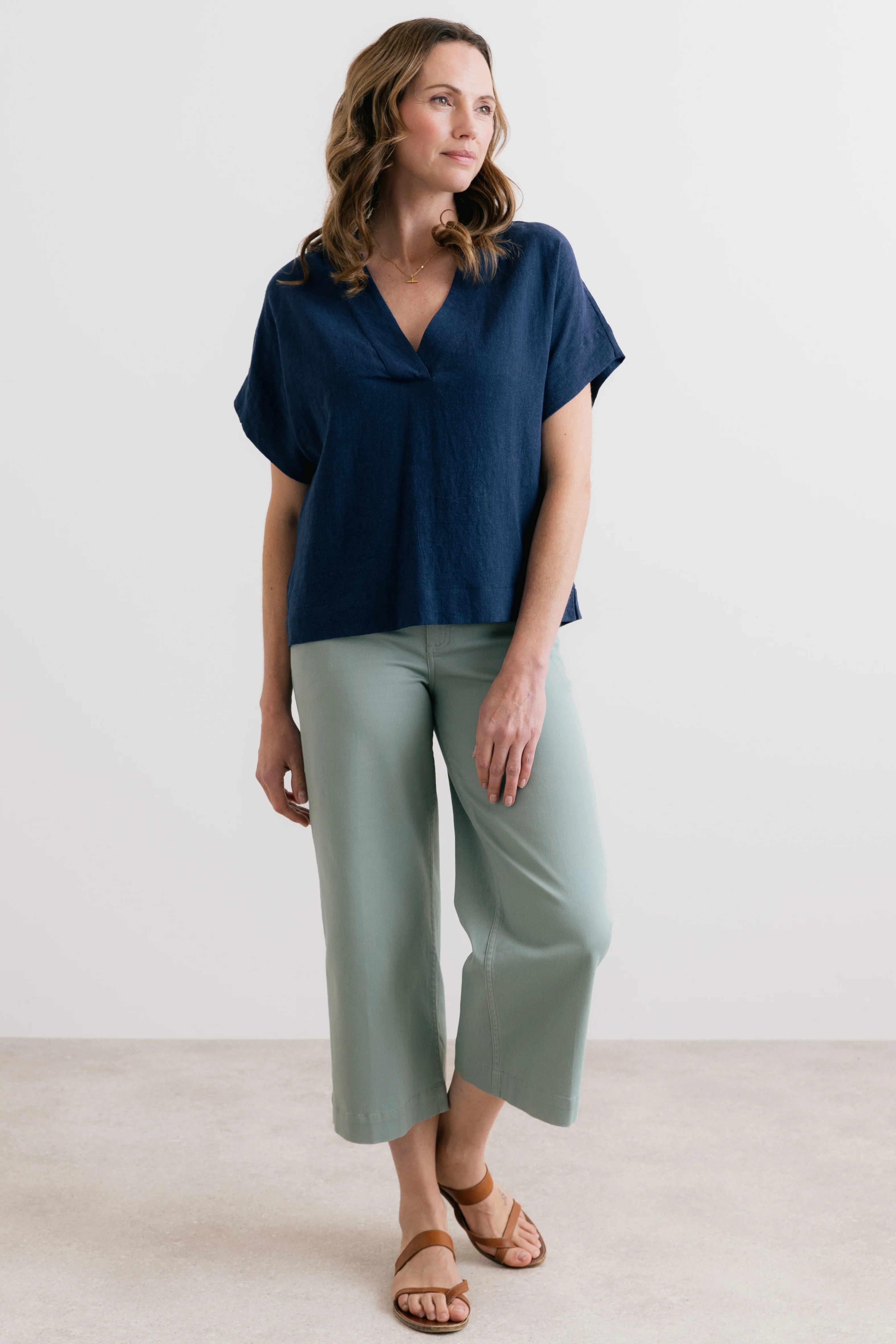 Isla Stretch Twill Crop Trousers Silver Sage - Image 8