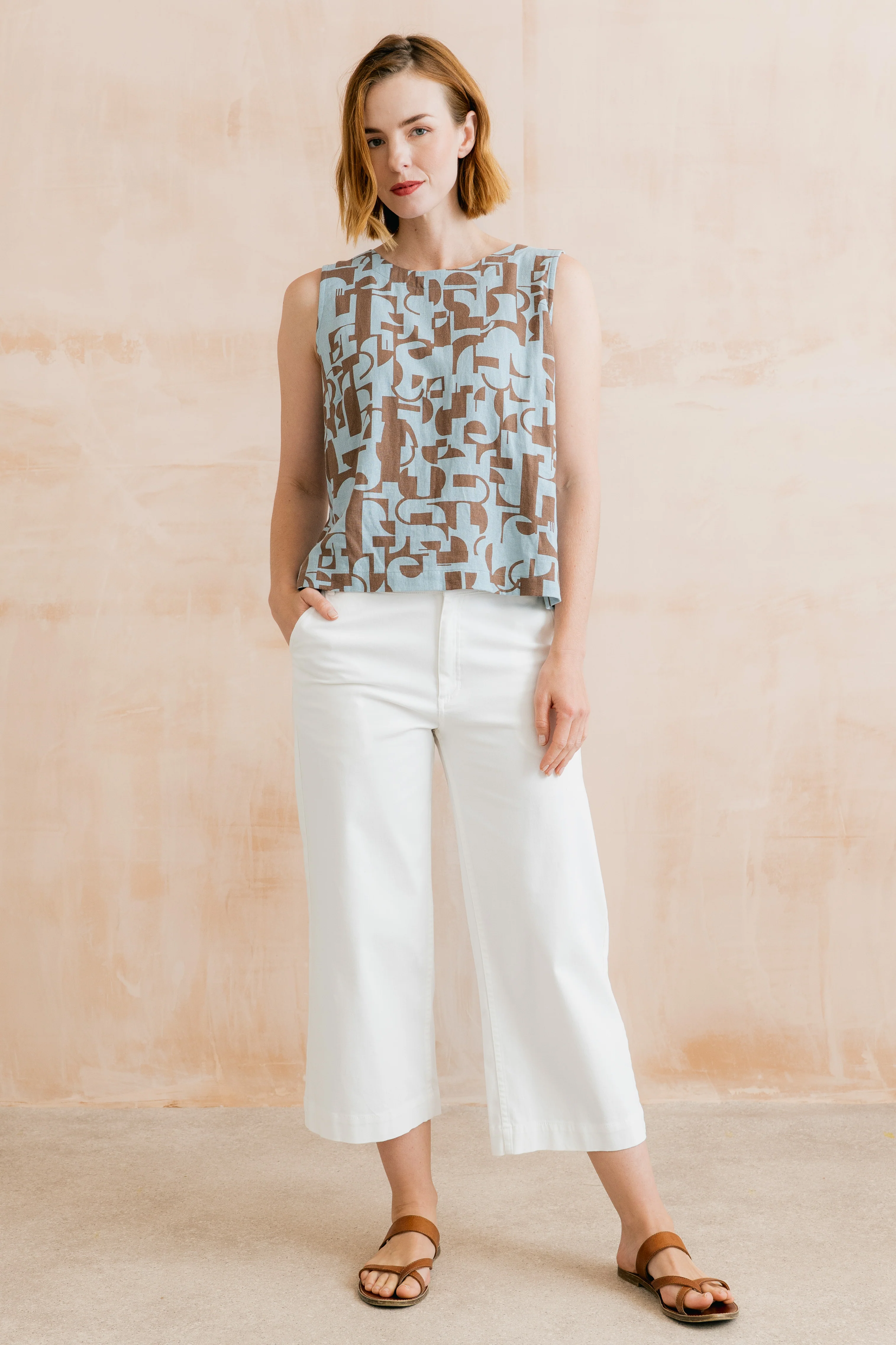Isla Stretch Twill Crop Trousers White - Image 6