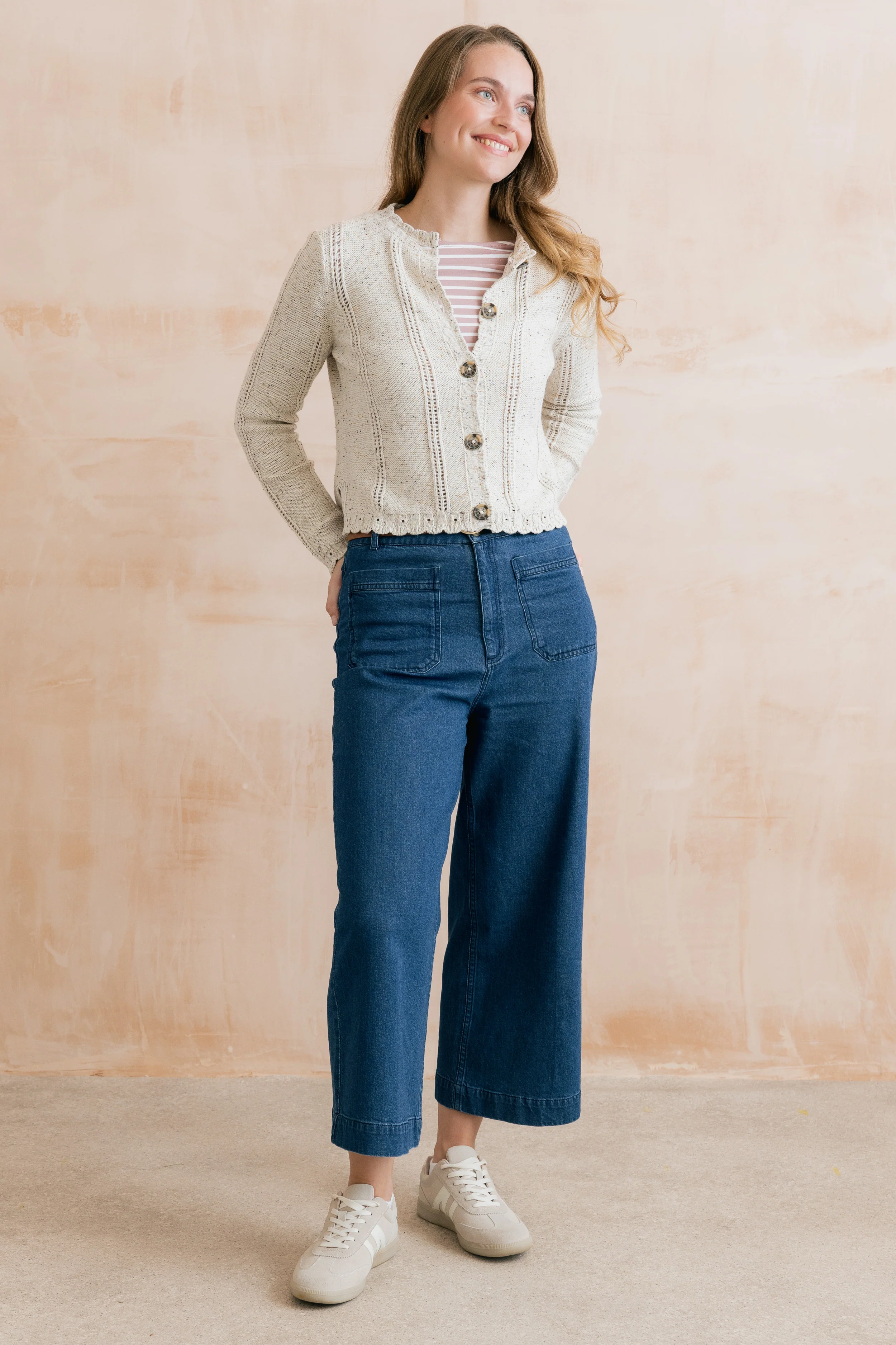Jasmine Flecked Knit Cardigan Ecru - Image 6