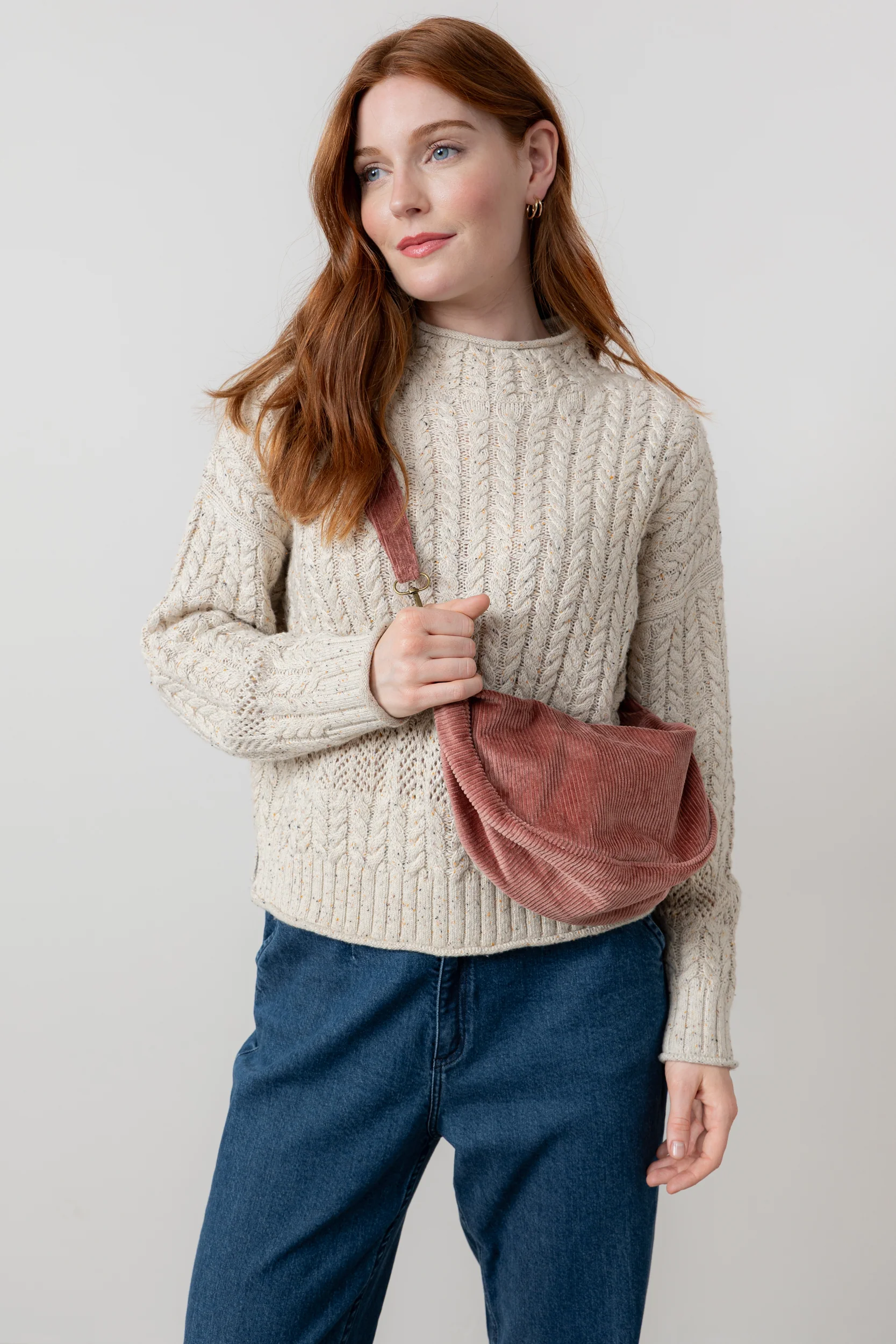Jumbo Cord Crossbody Bag Antique Rose - Image 4