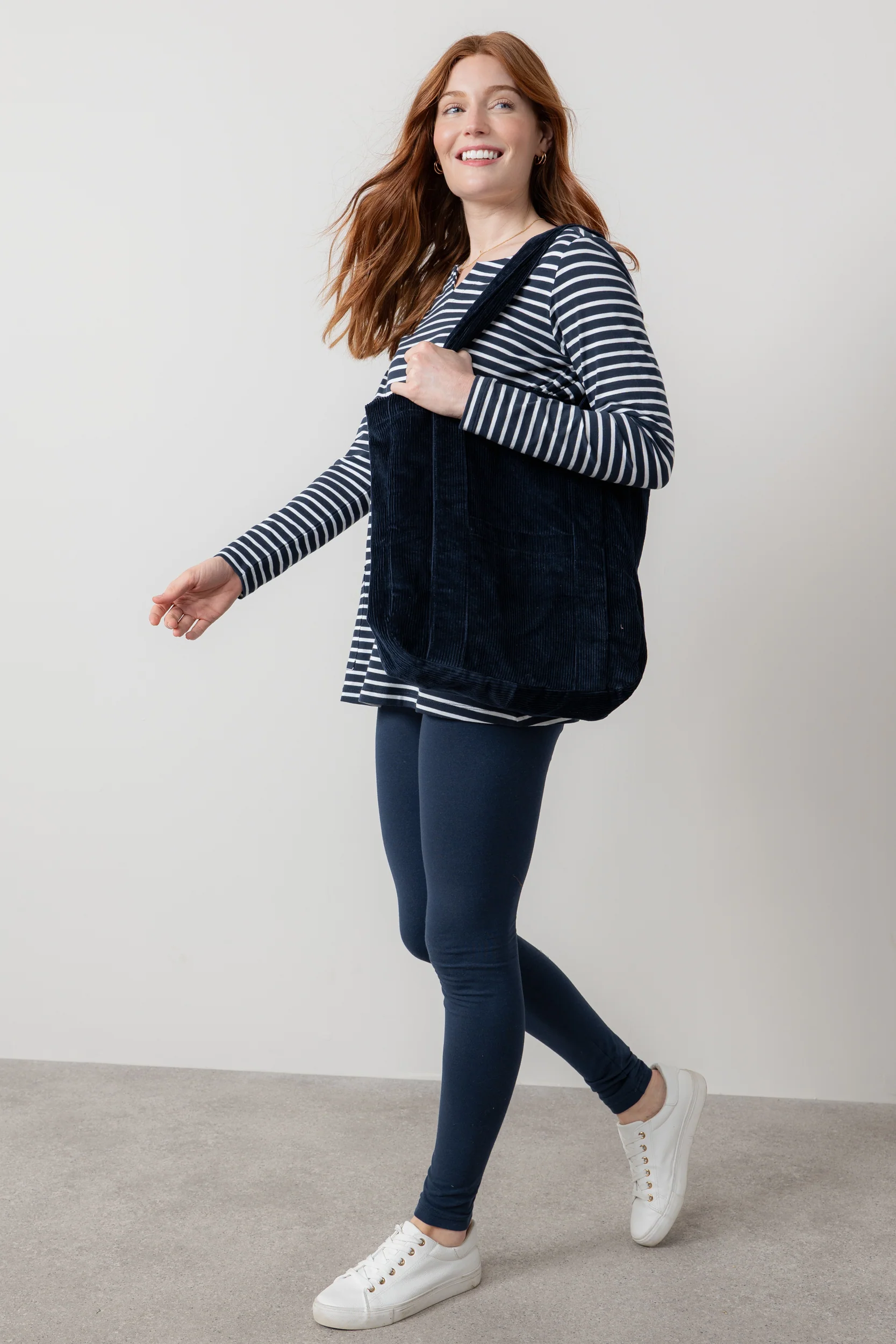 Jumbo Cord Shopper Bag Navy - Image 3