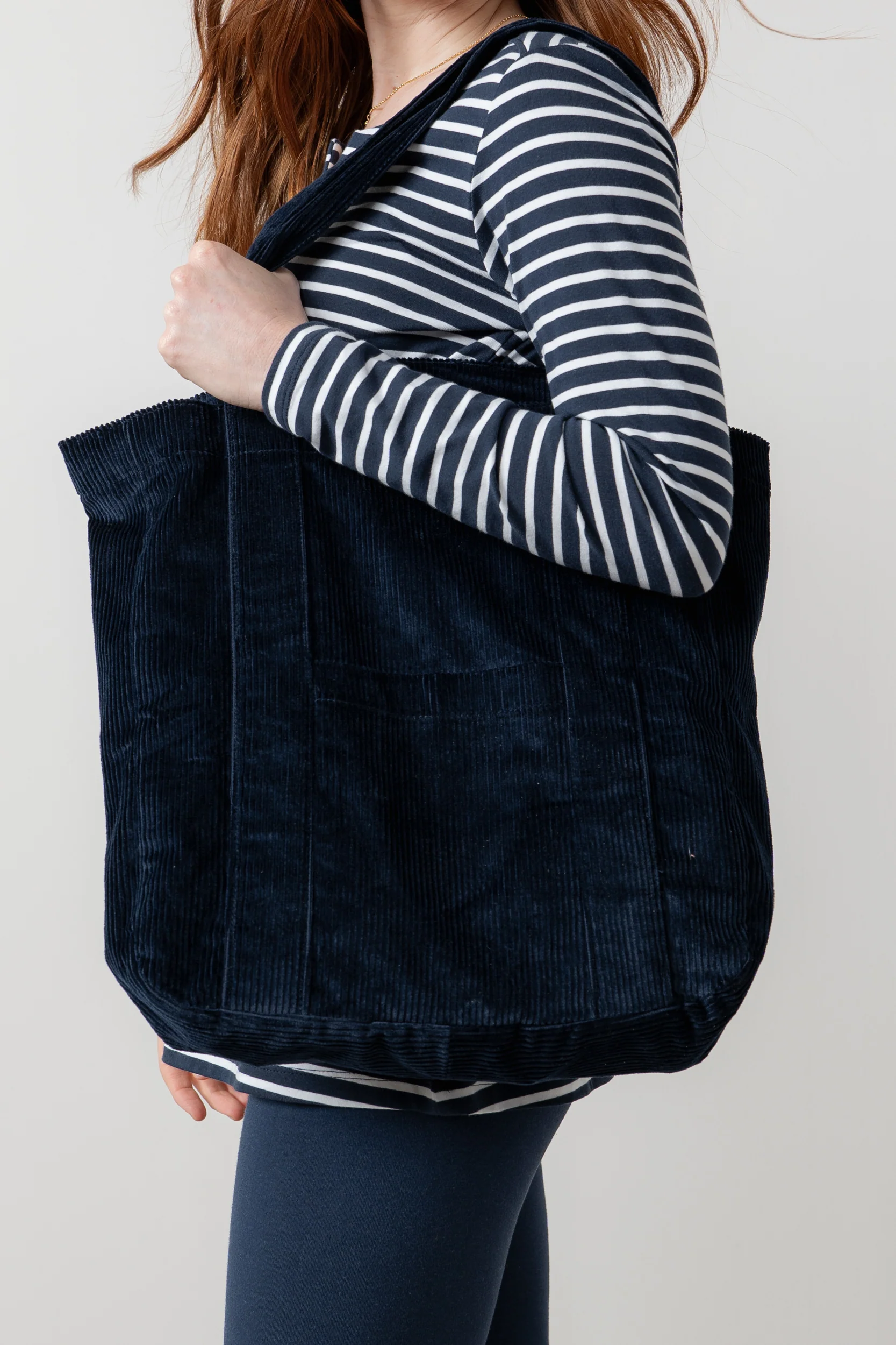 Jumbo Cord Shopper Bag Navy - Image 6