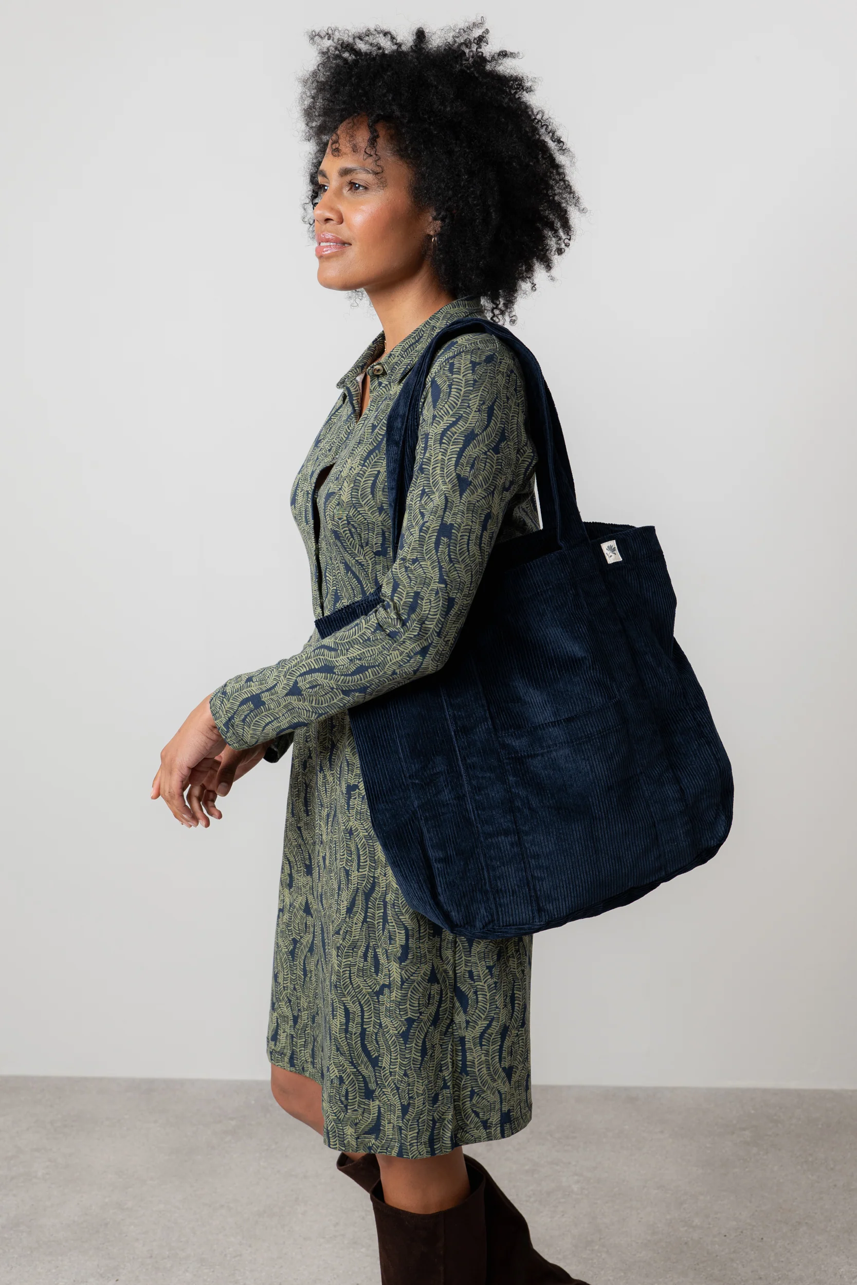 Jumbo Cord Shopper Bag Navy - Image 8