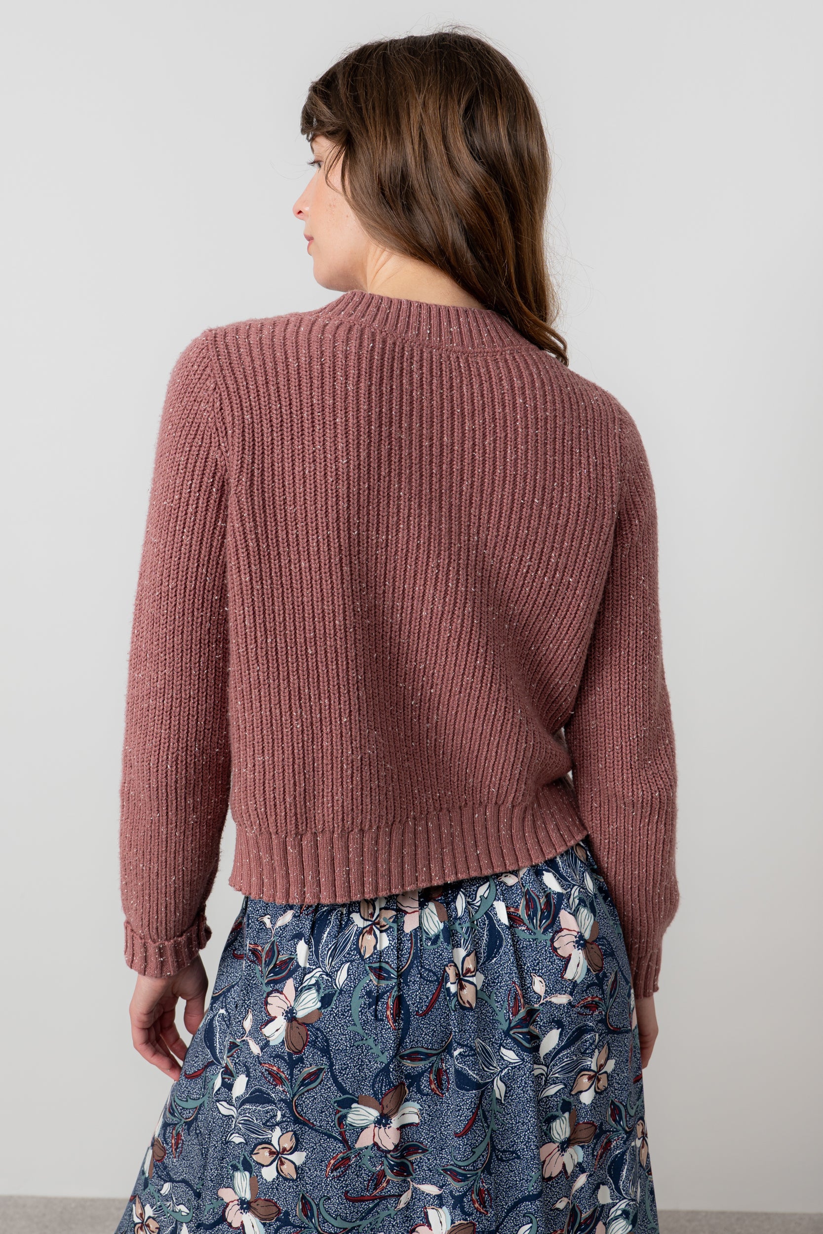 June Ribbed Knit Cardigan Antique Rose - Image 4