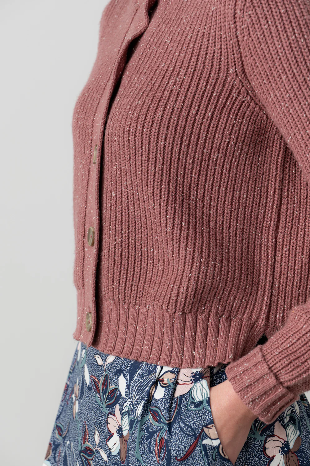 June Ribbed Knit Cardigan Antique Rose - Image 5