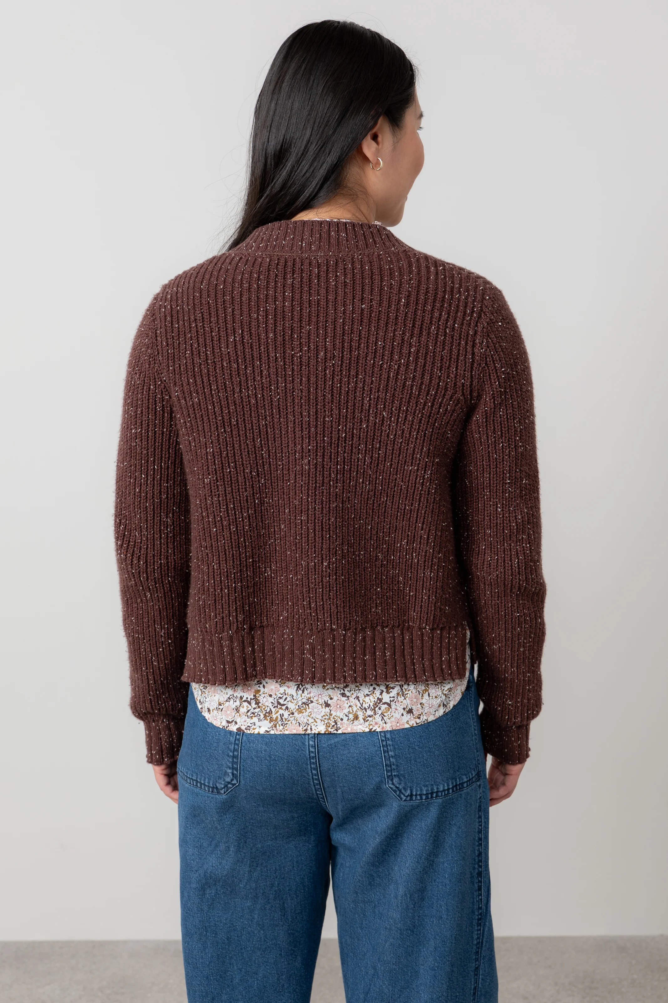 June Ribbed Knit Cardigan Chocolate - Image 4