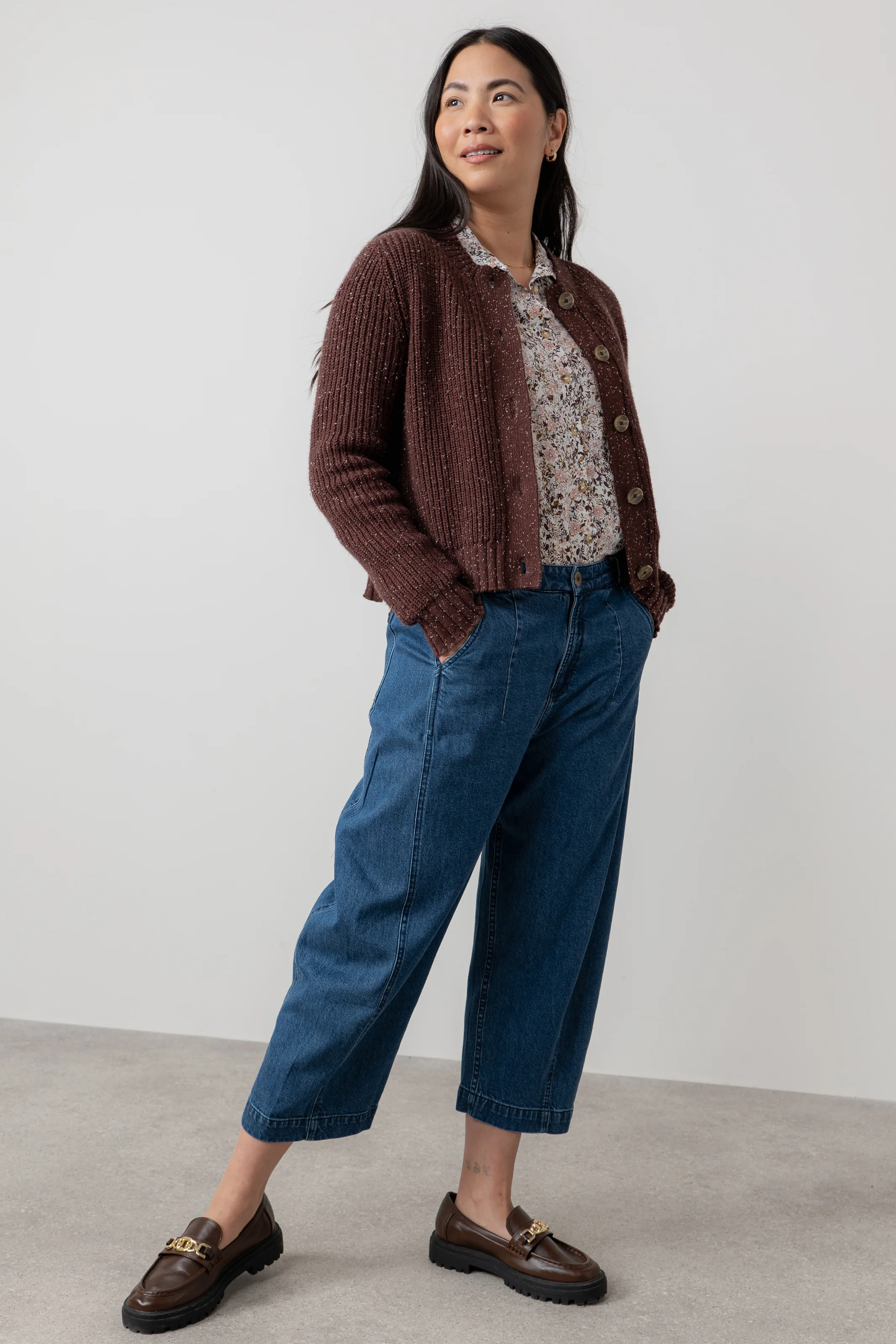 June Ribbed Knit Cardigan Chocolate - Image 5
