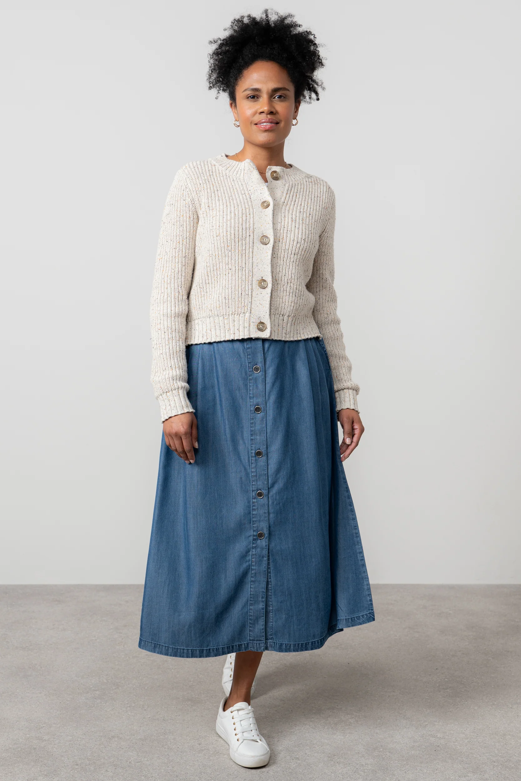 June Ribbed Knit Cardigan Ecru - Image 5