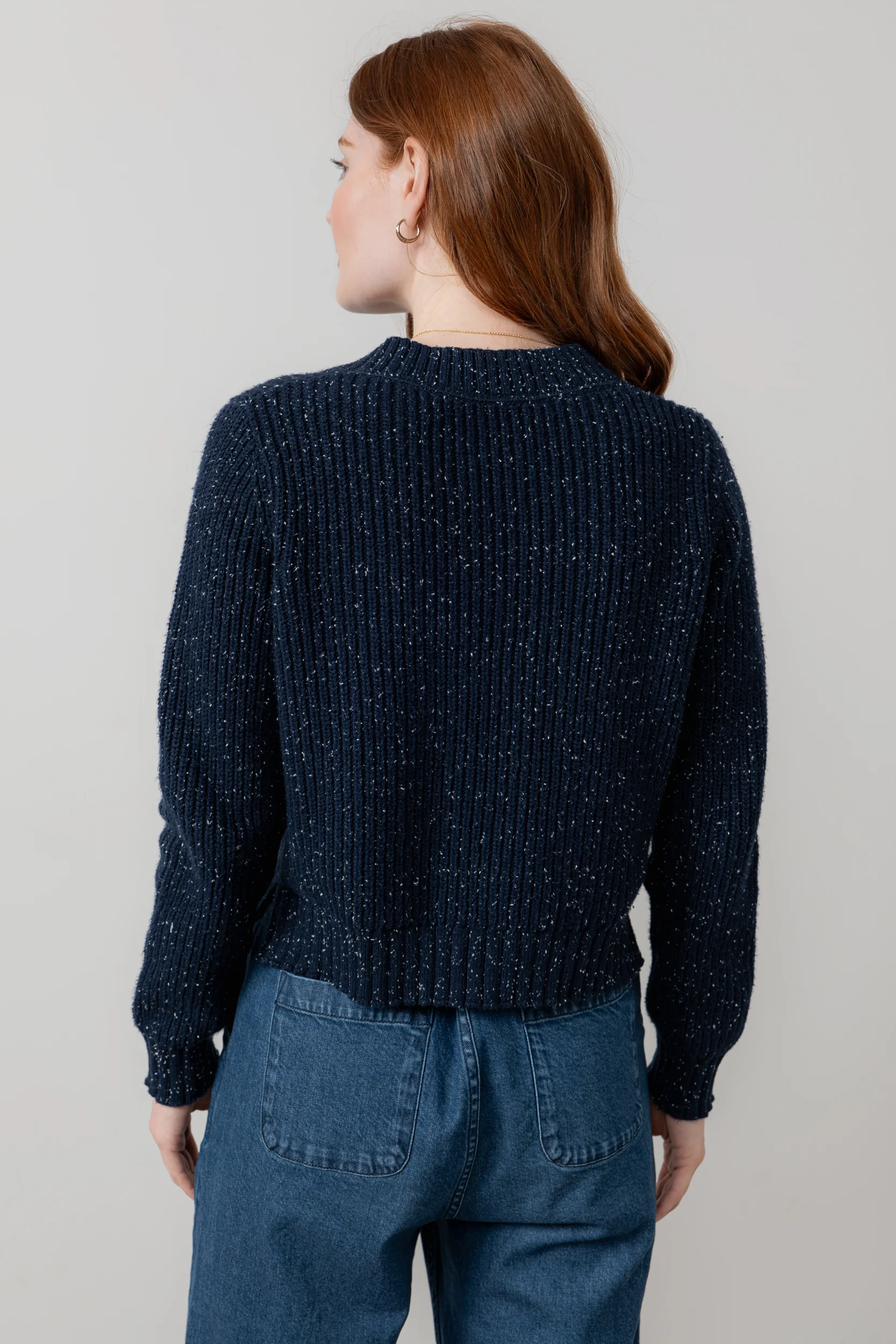 June Ribbed Knit Cardigan Navy - Image 4