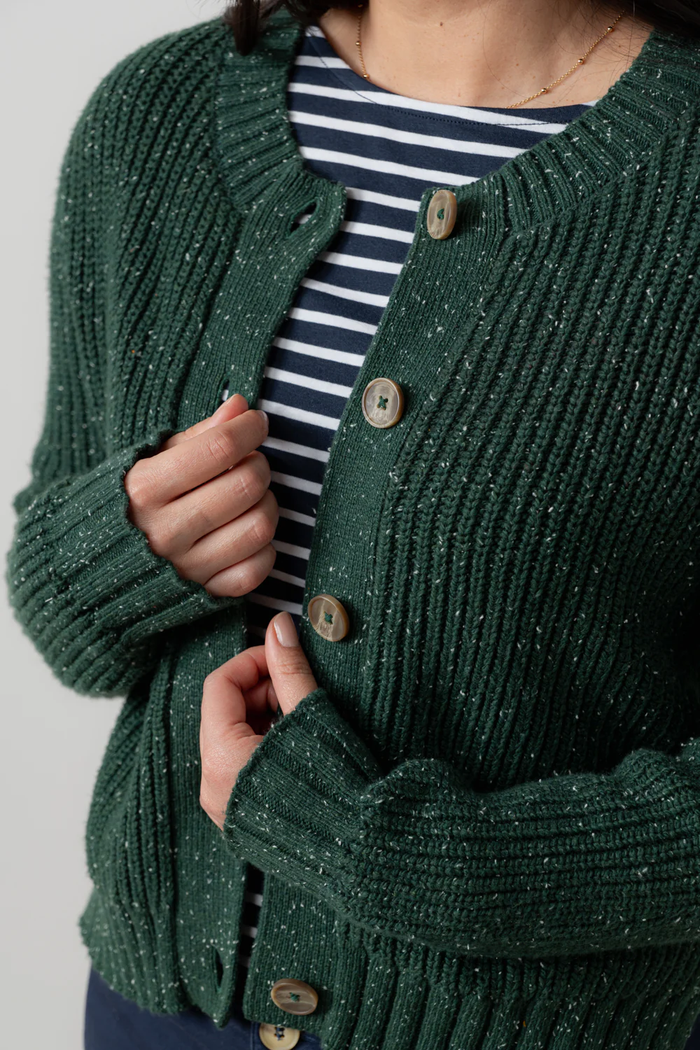 June Ribbed Knit Cardigan Pine Green - Image 3