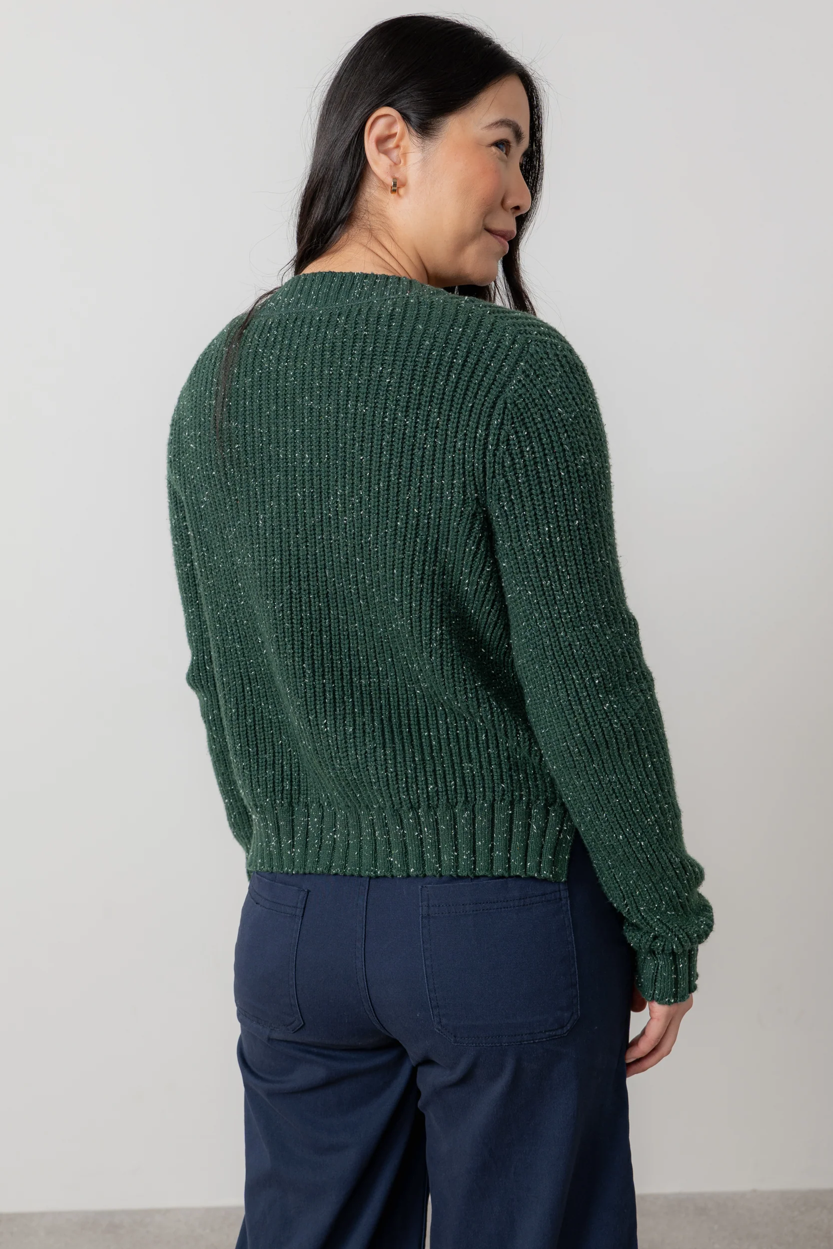 June Ribbed Knit Cardigan Pine Green - Image 4