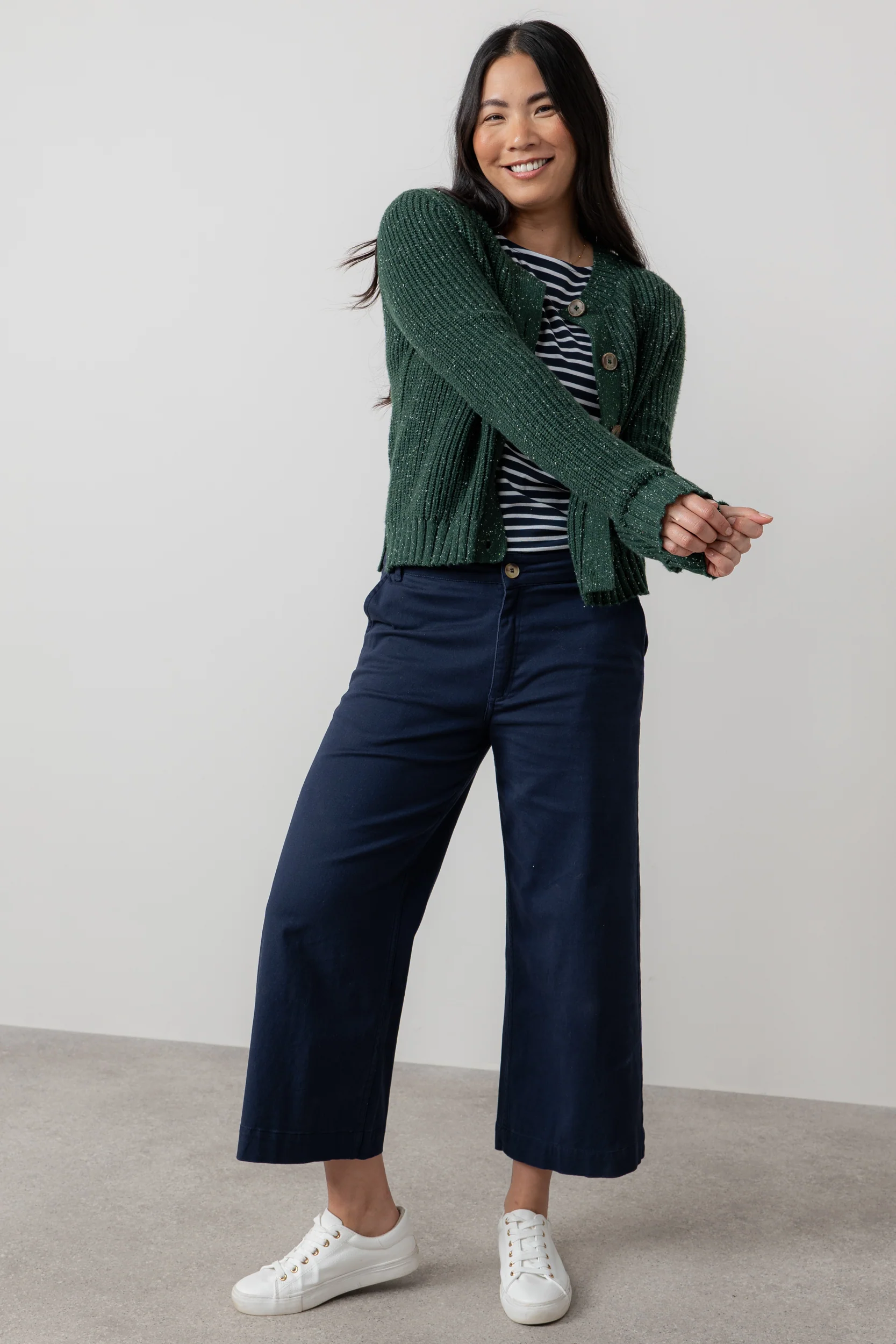 June Ribbed Knit Cardigan Pine Green - Image 6
