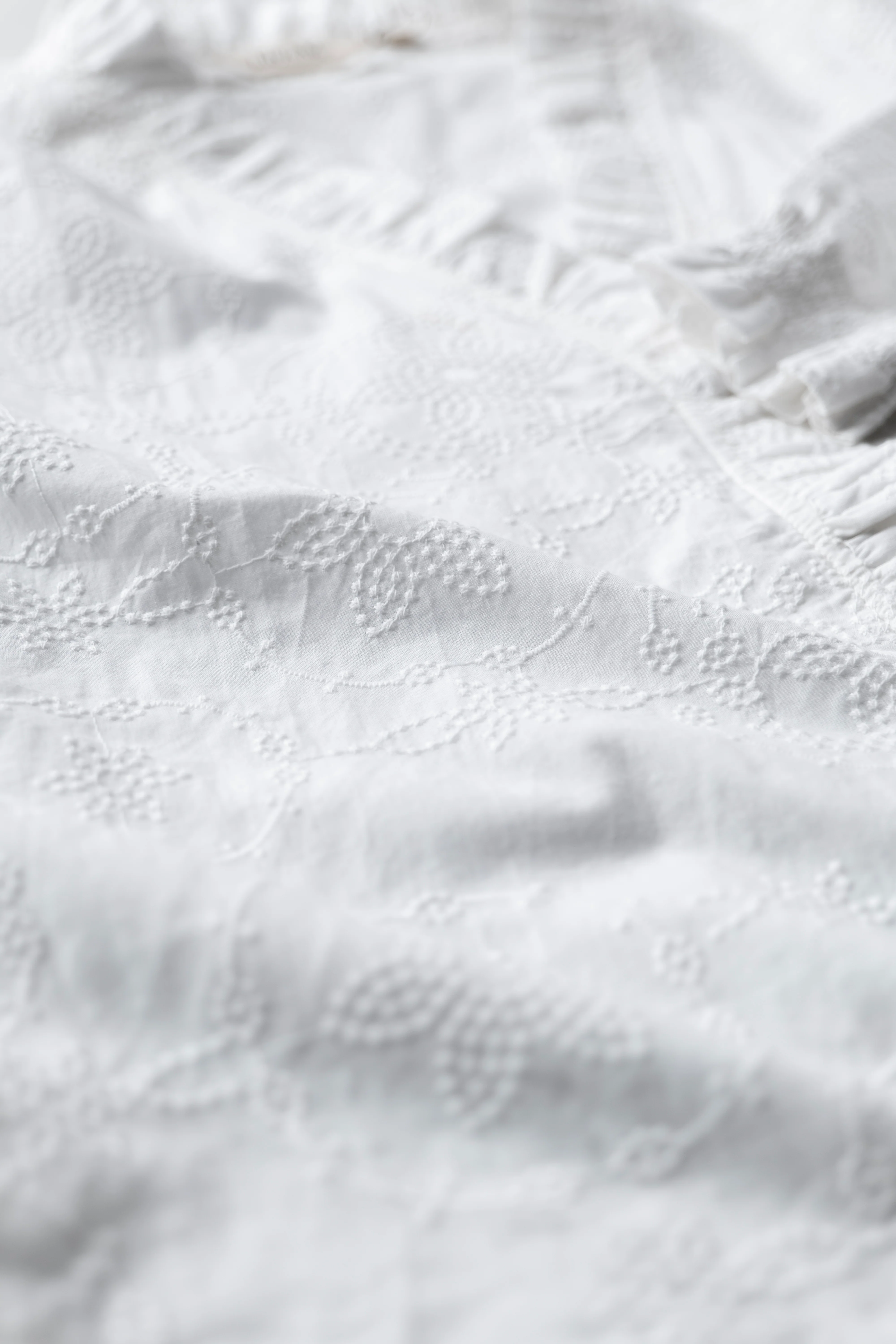 Kit Ruffle Embroidered Cotton Blouse White - Image 5