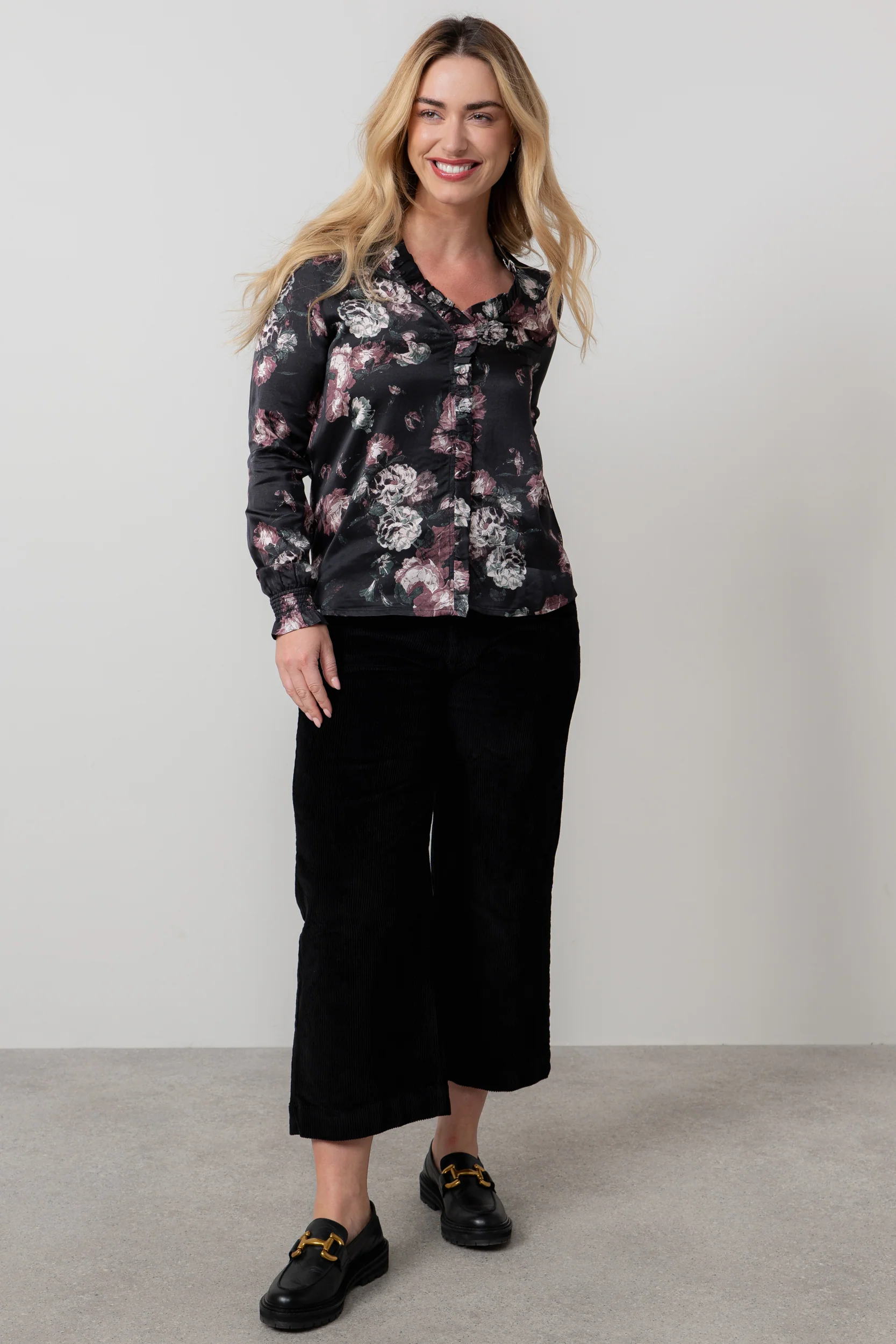 Kit Ruffle Satin Blouse Black - Image 7
