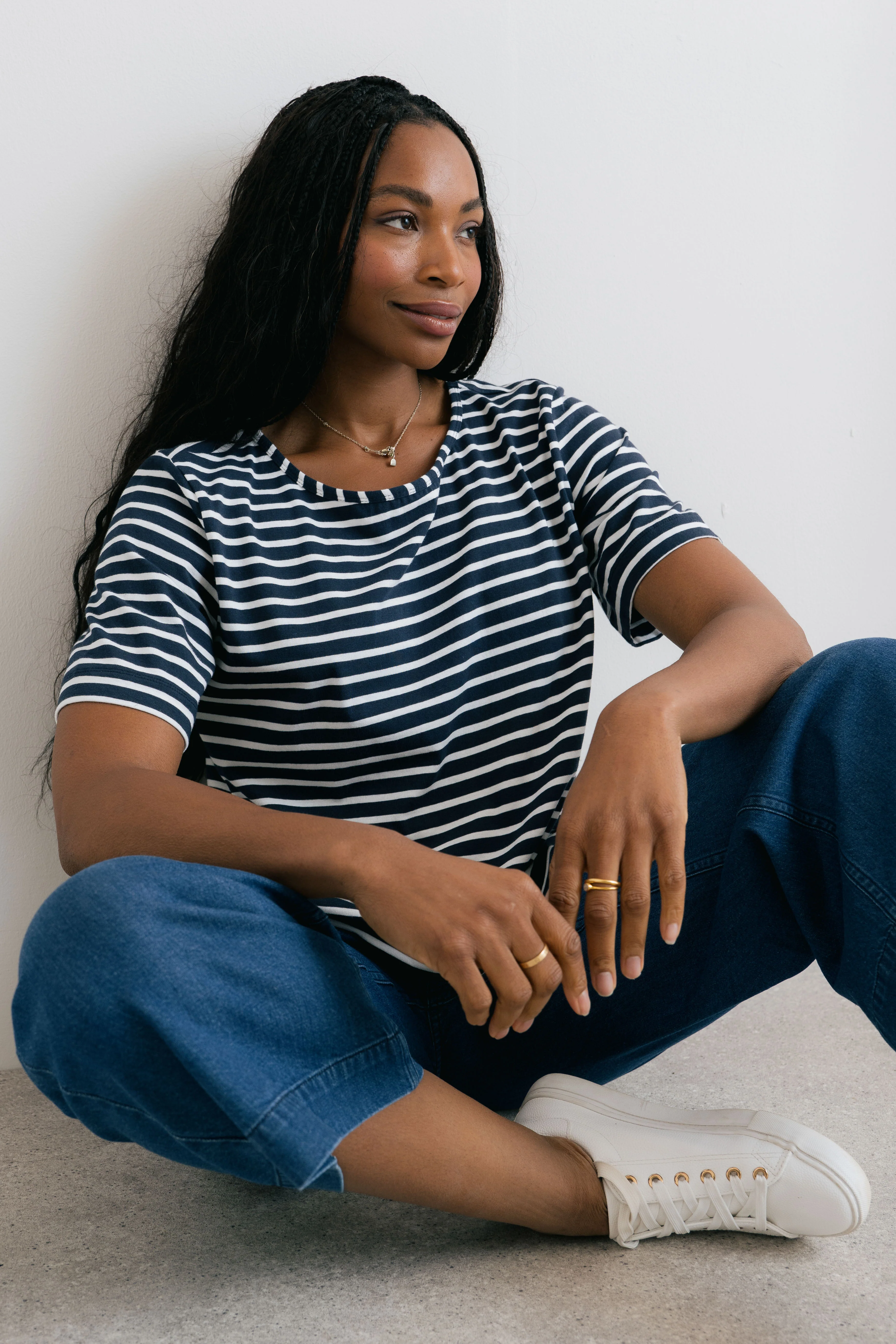 Kite Boxy Stripe T-Shirt Navy