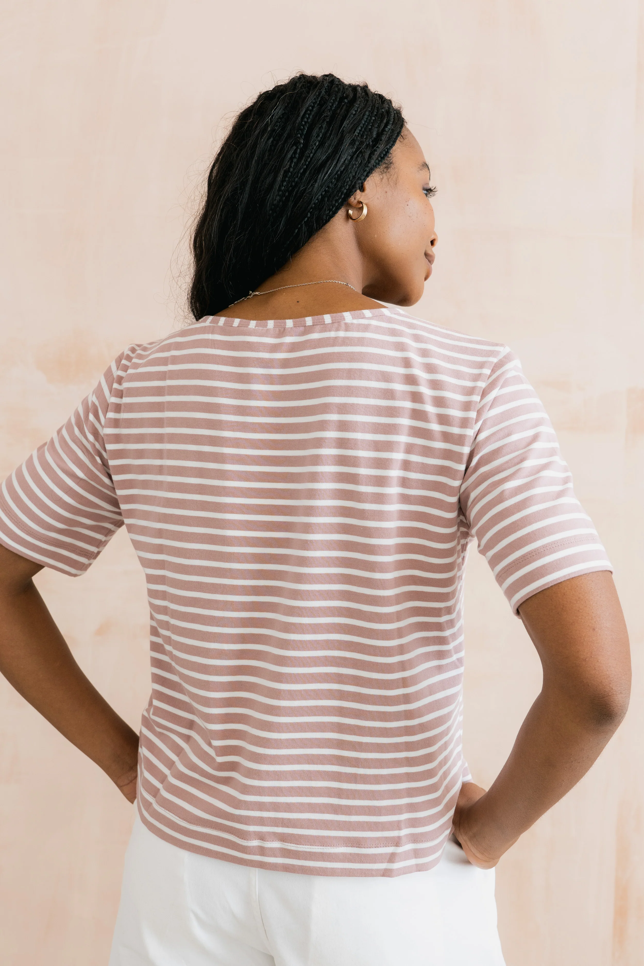Kite Boxy Stripe T-Shirt Soft Pink - Image 4