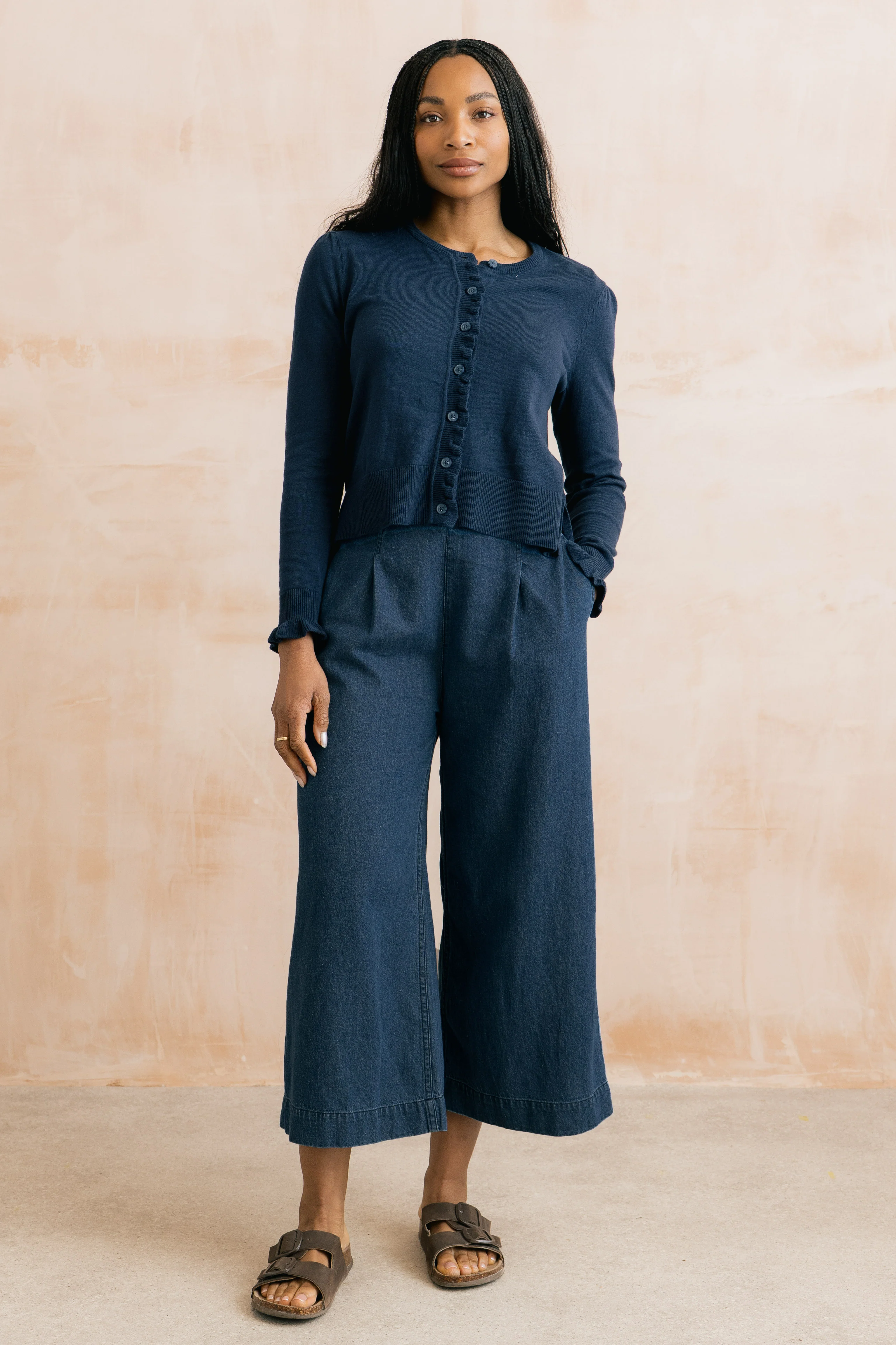 Lauren Ruffle Outfitter Cardigan Navy - Image 5