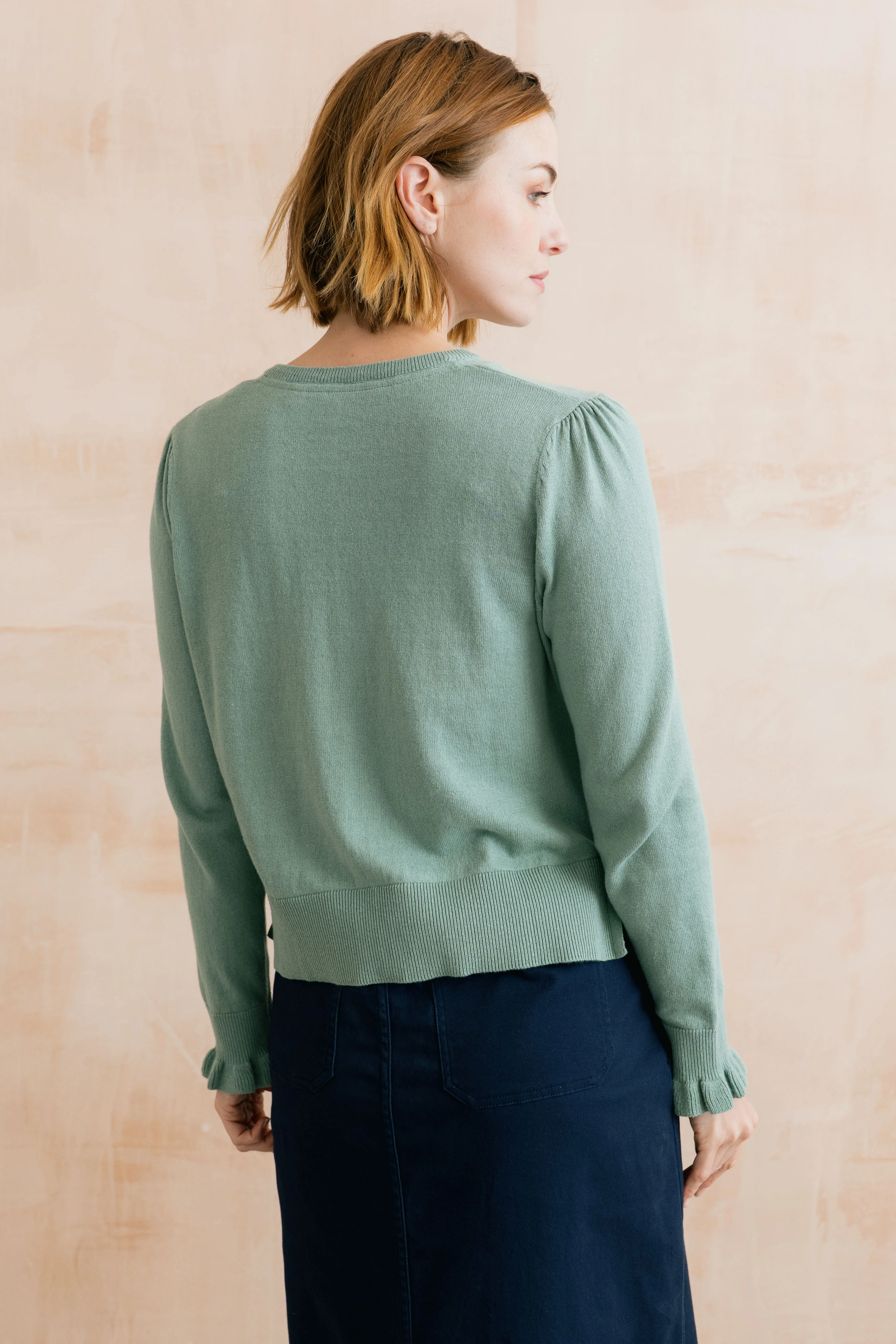 Lauren Ruffle Outfitter Cardigan Ocean - Image 4