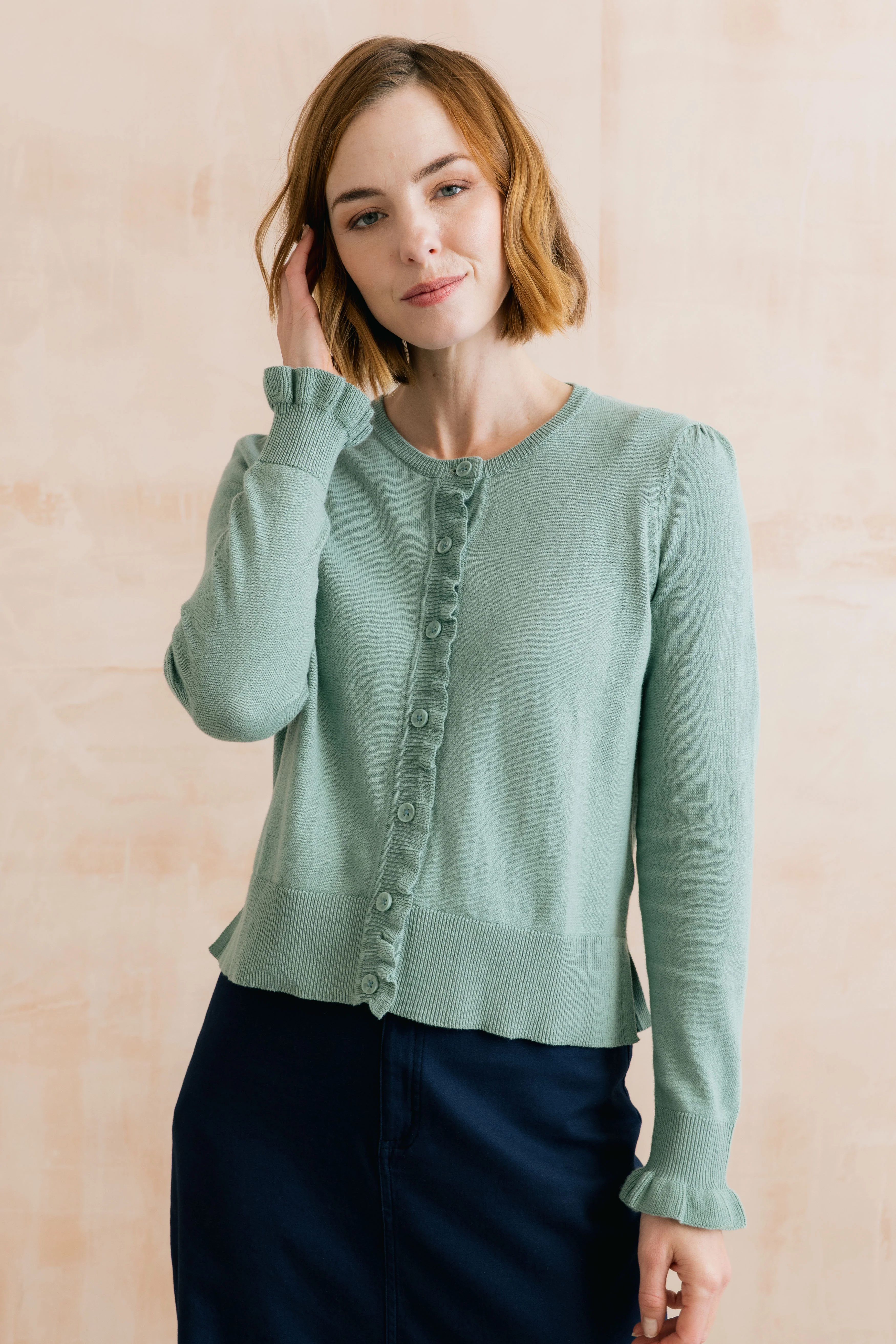 Lauren Ruffle Outfitter Cardigan Ocean - Image 6