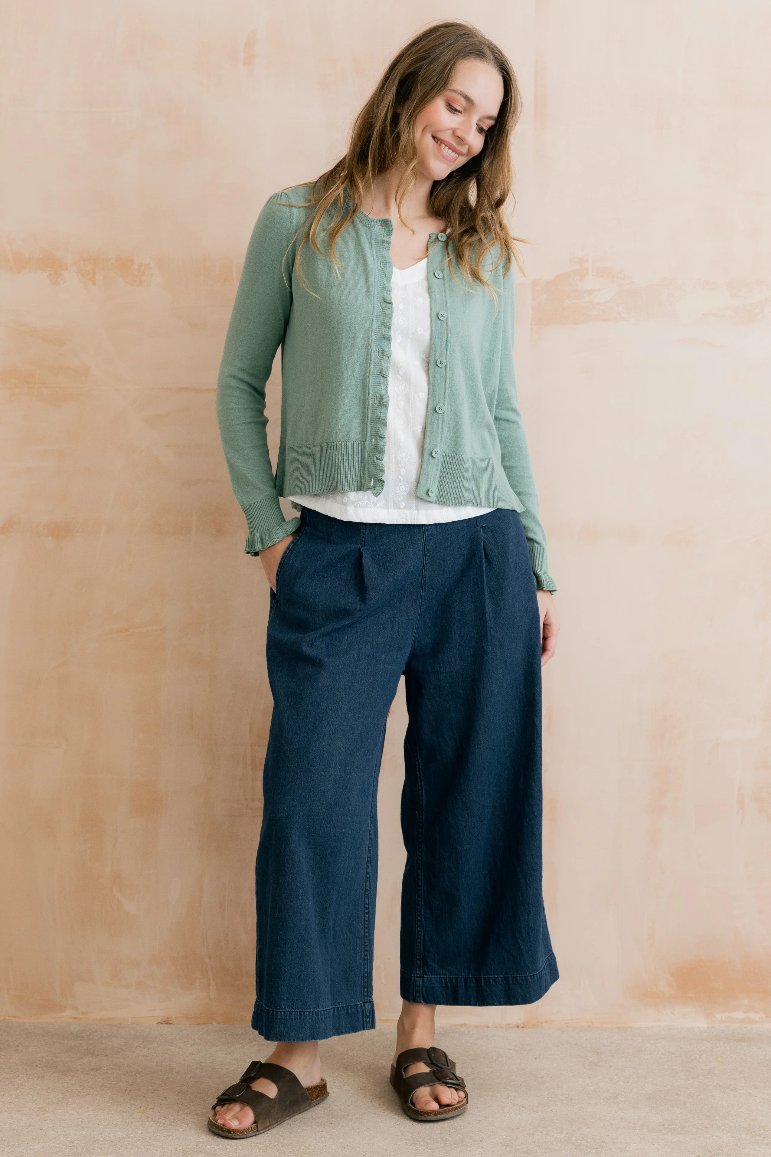 Lauren Ruffle Outfitter Cardigan Ocean - Image 7