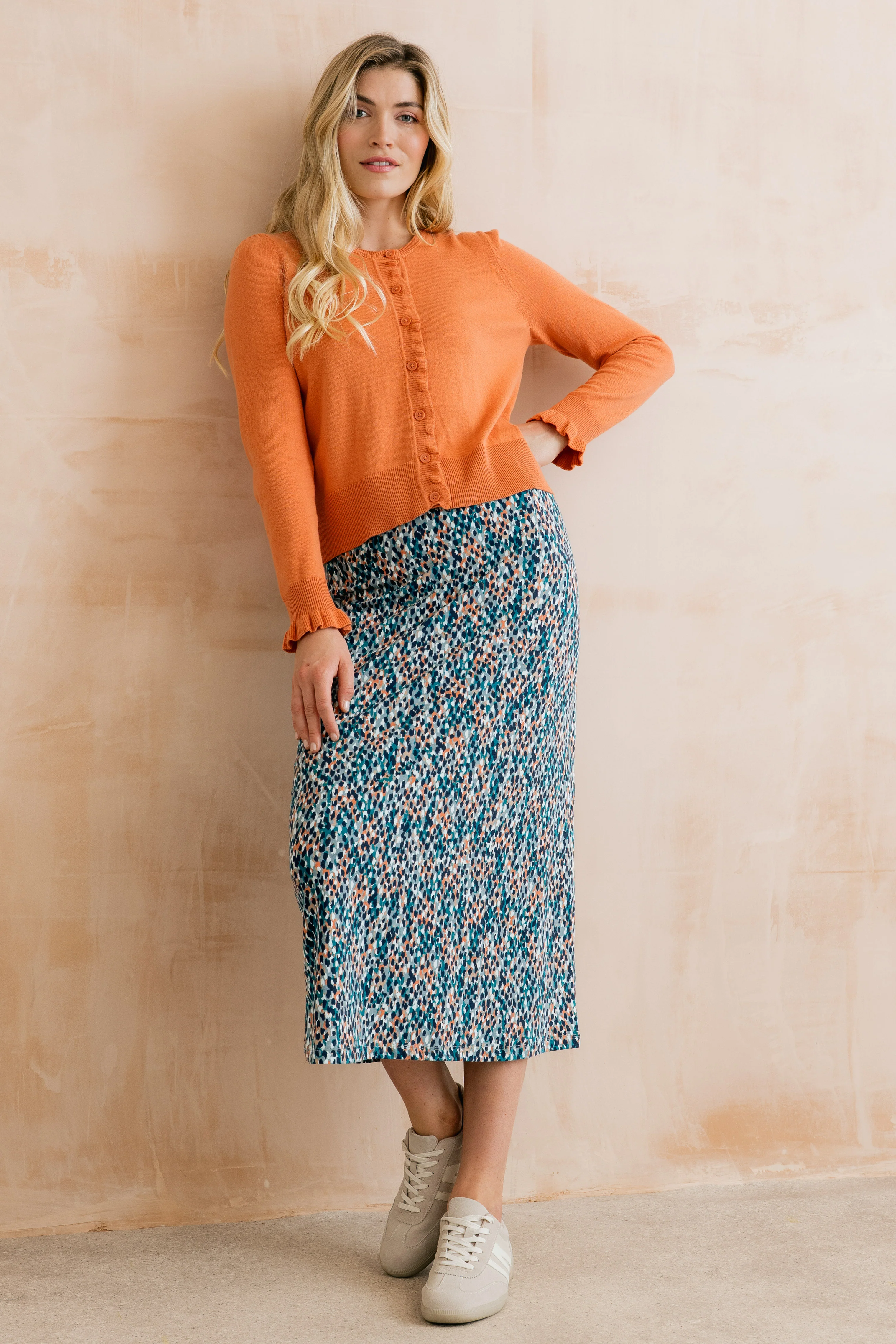 Lauren Ruffle Outfitter Cardigan Soft Orange - Image 6