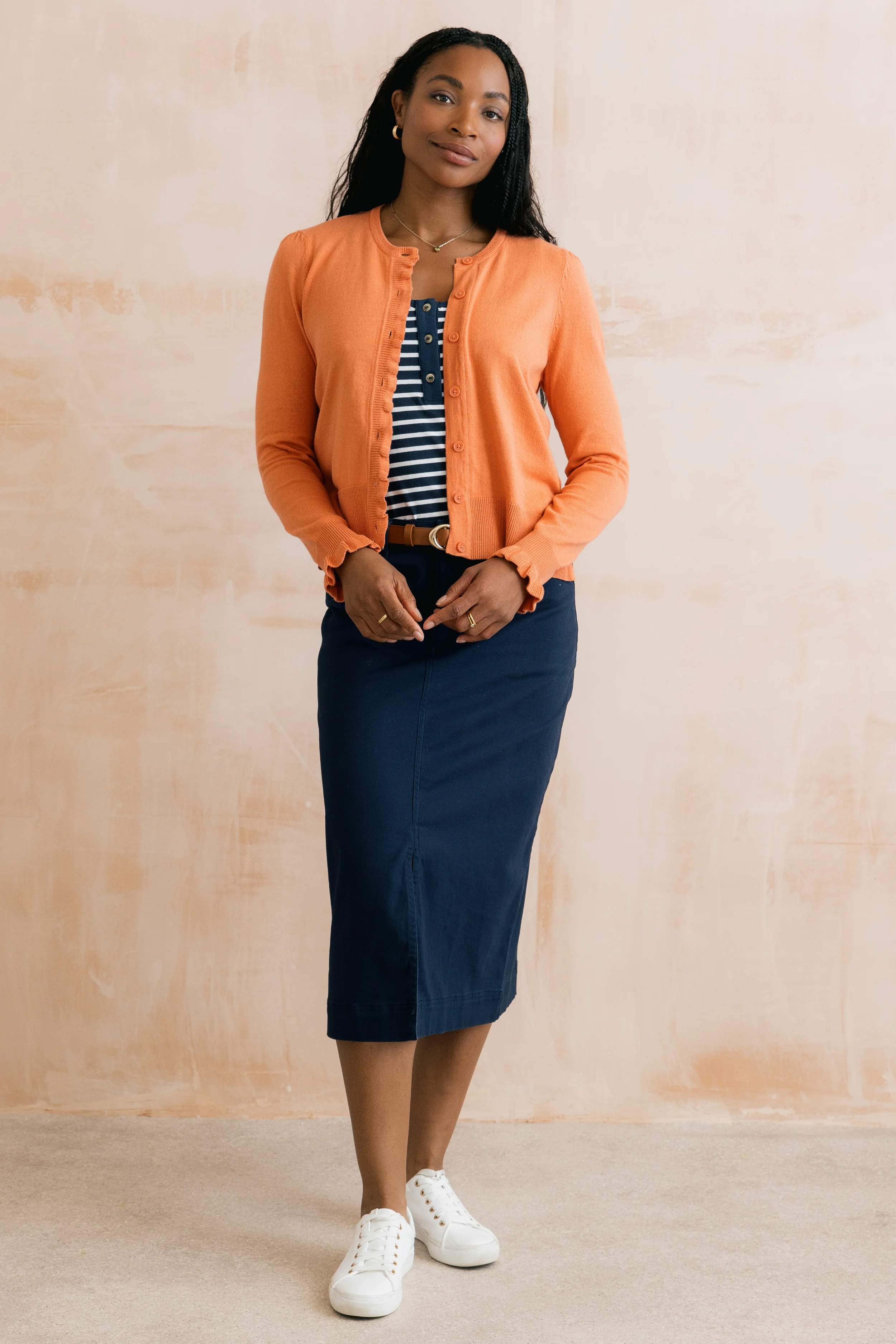 Lauren Ruffle Outfitter Cardigan Soft Orange - Image 7