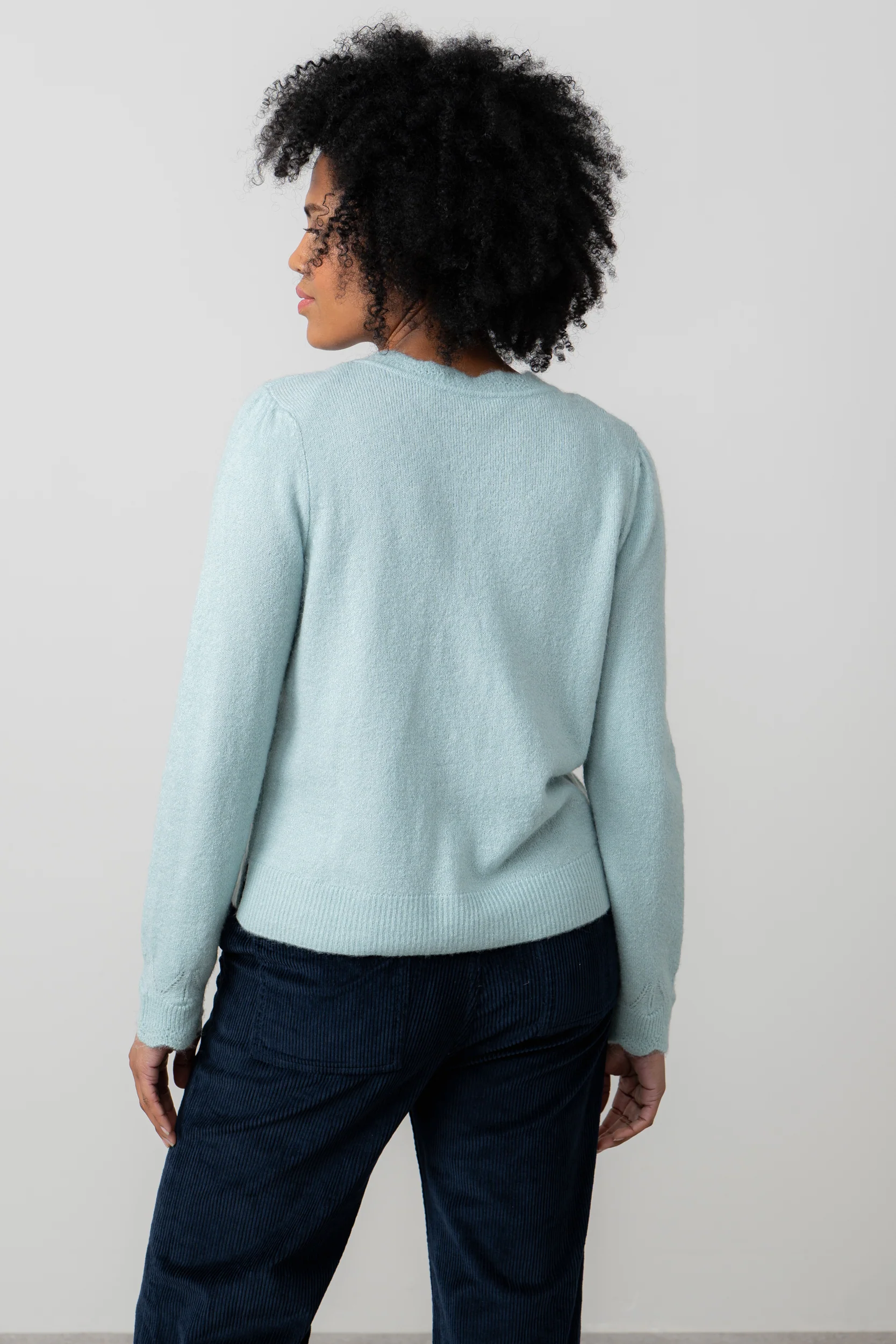 Layla Pointelle Knit Cardigan Ice Blue - Image 4