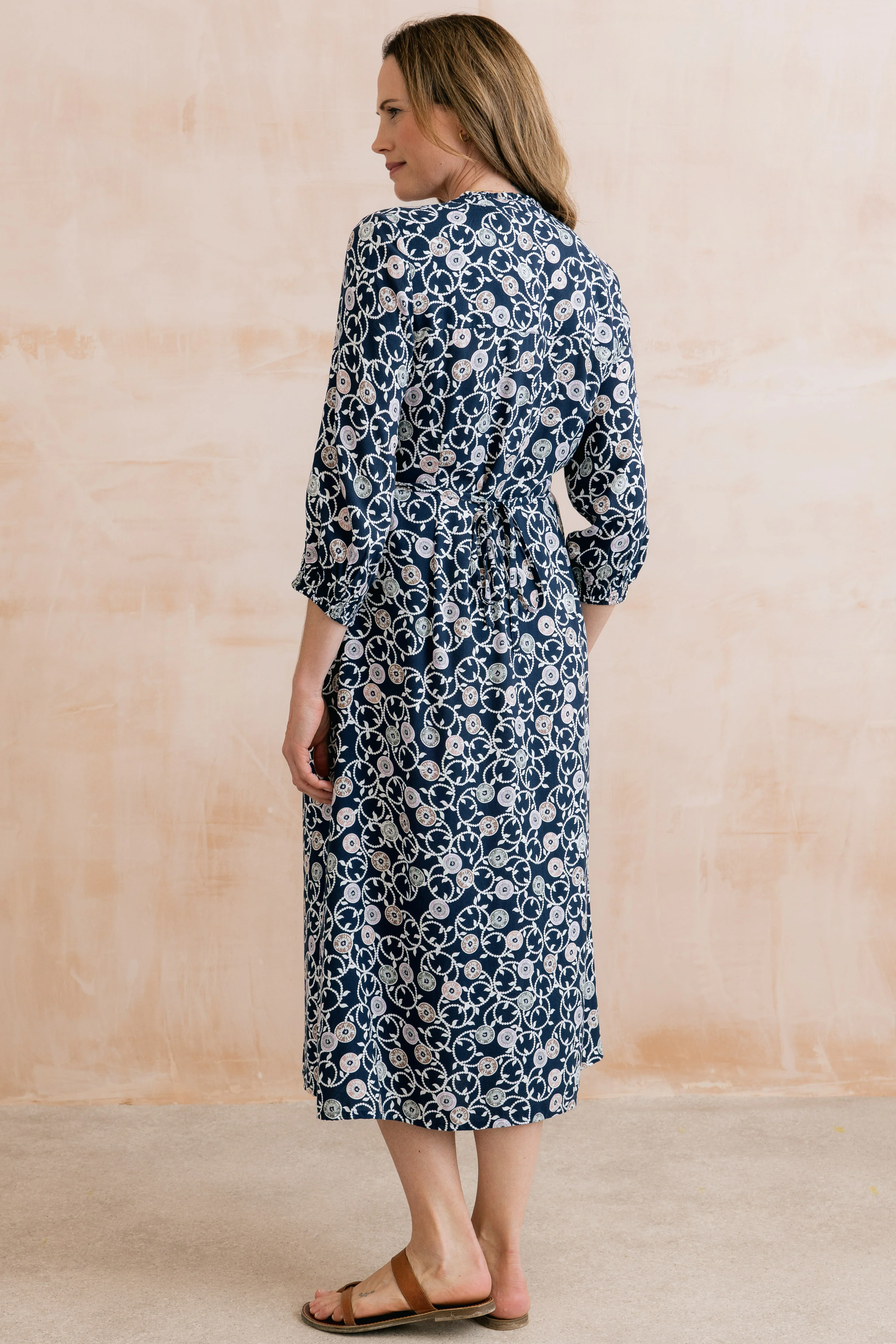 Leoni Printed Shirt Dress Navy - Image 4