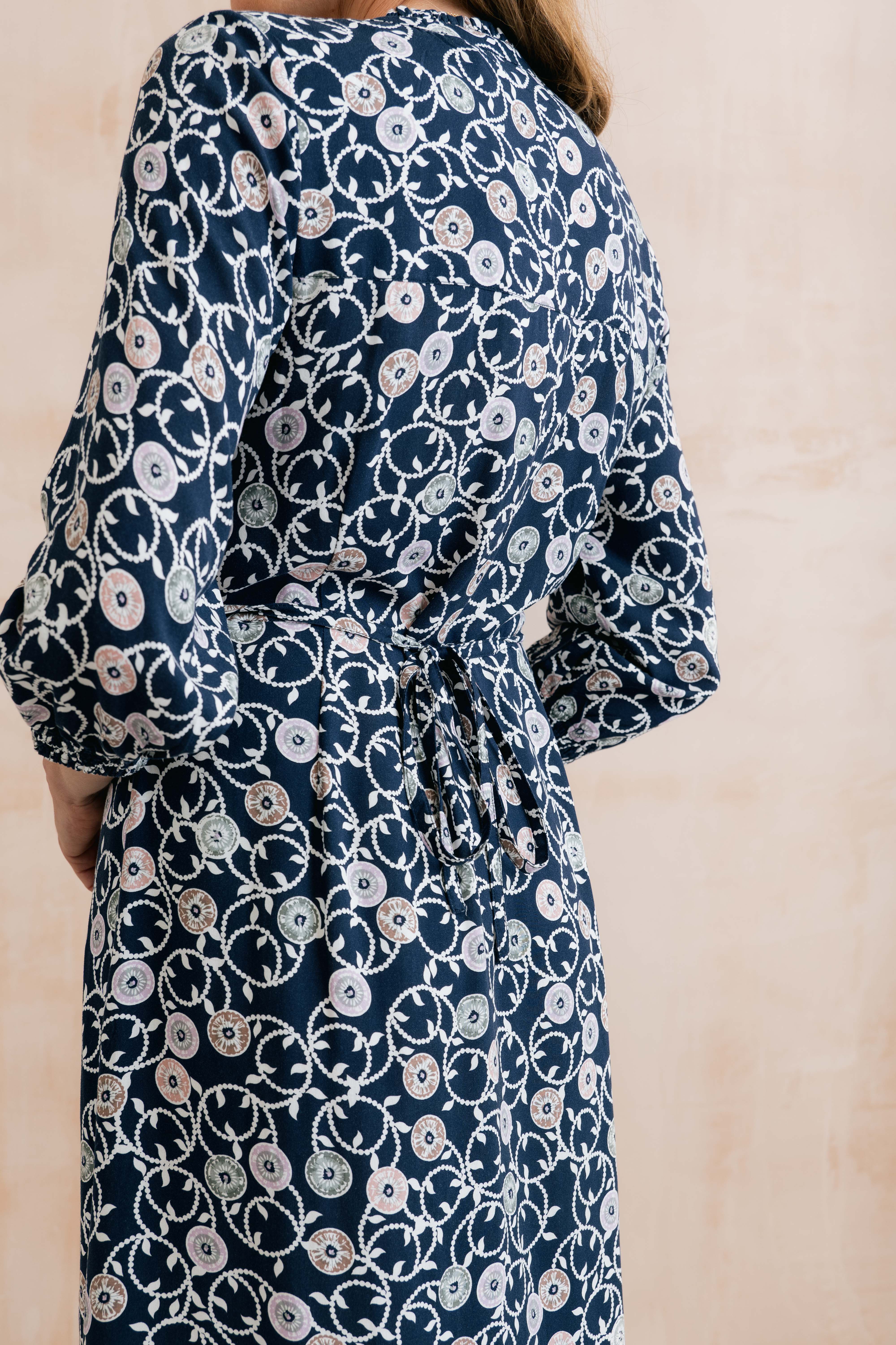 Leoni Printed Shirt Dress Navy - Image 9