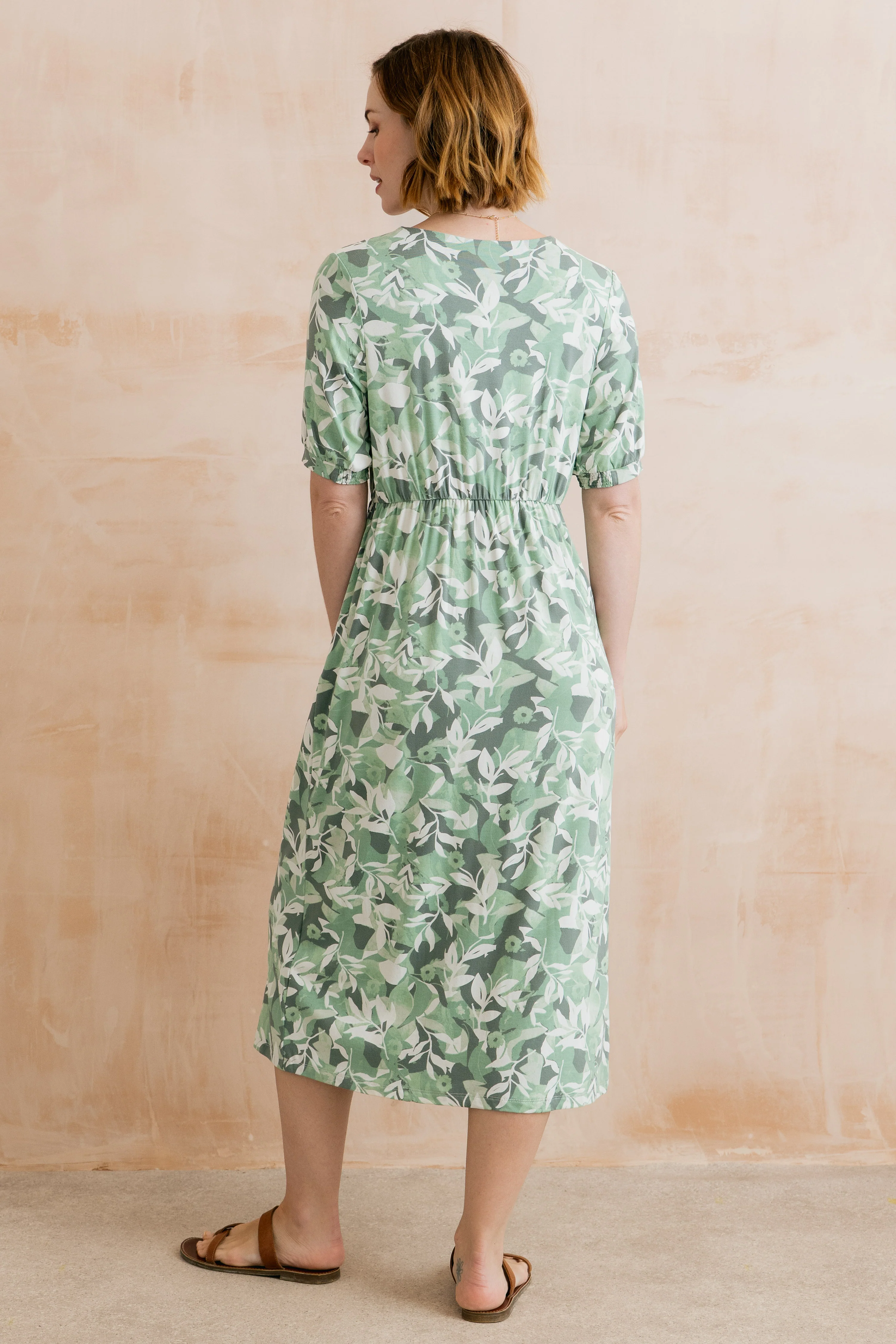 Lilian Jersey Printed Midi Dress Green - Image 4