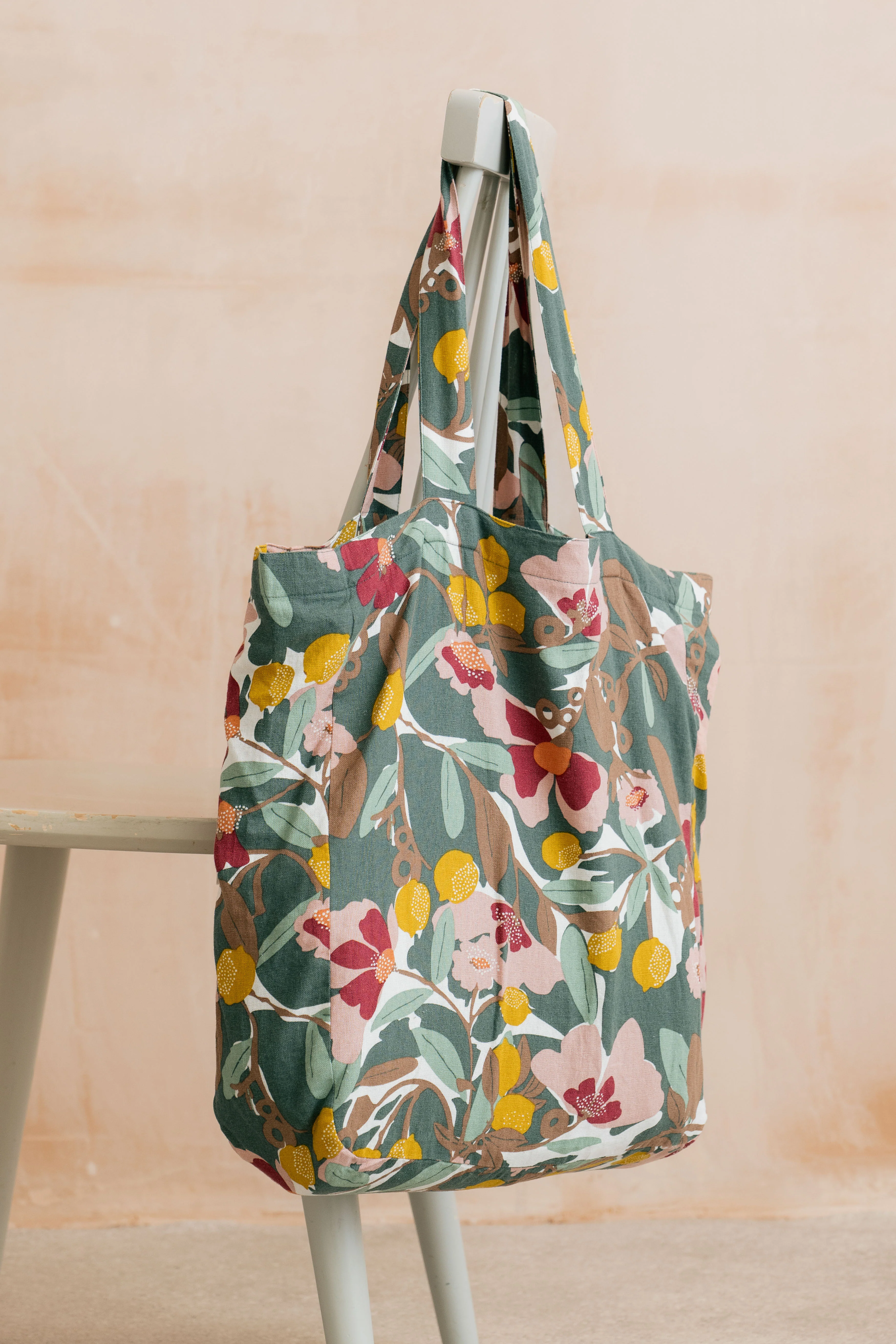 Linen Blend Ceres Print Tote Bag Laurel - Image 2
