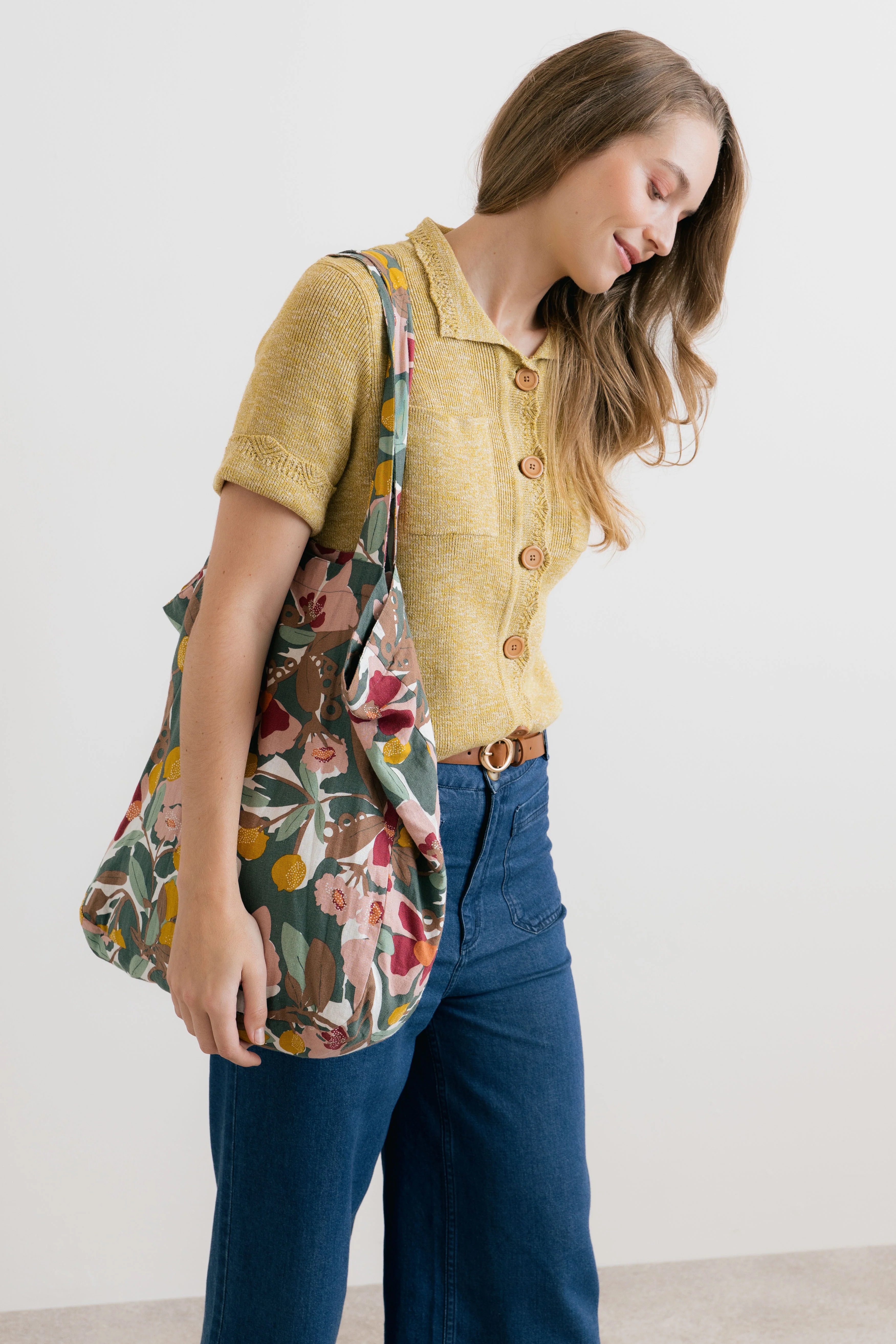 Linen Blend Ceres Print Tote Bag Laurel - Image 3