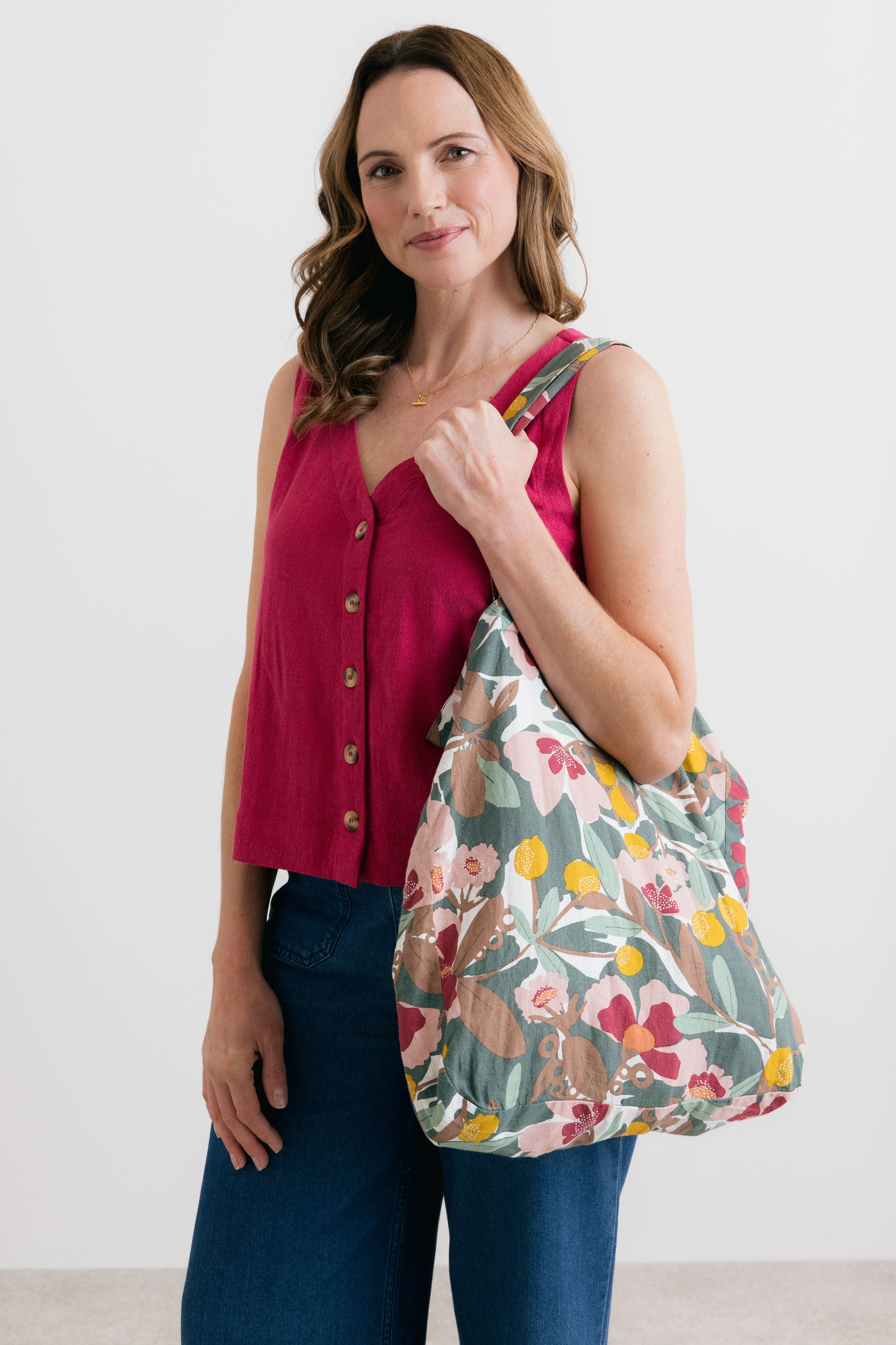 Linen Blend Ceres Print Tote Bag Laurel - Image 7