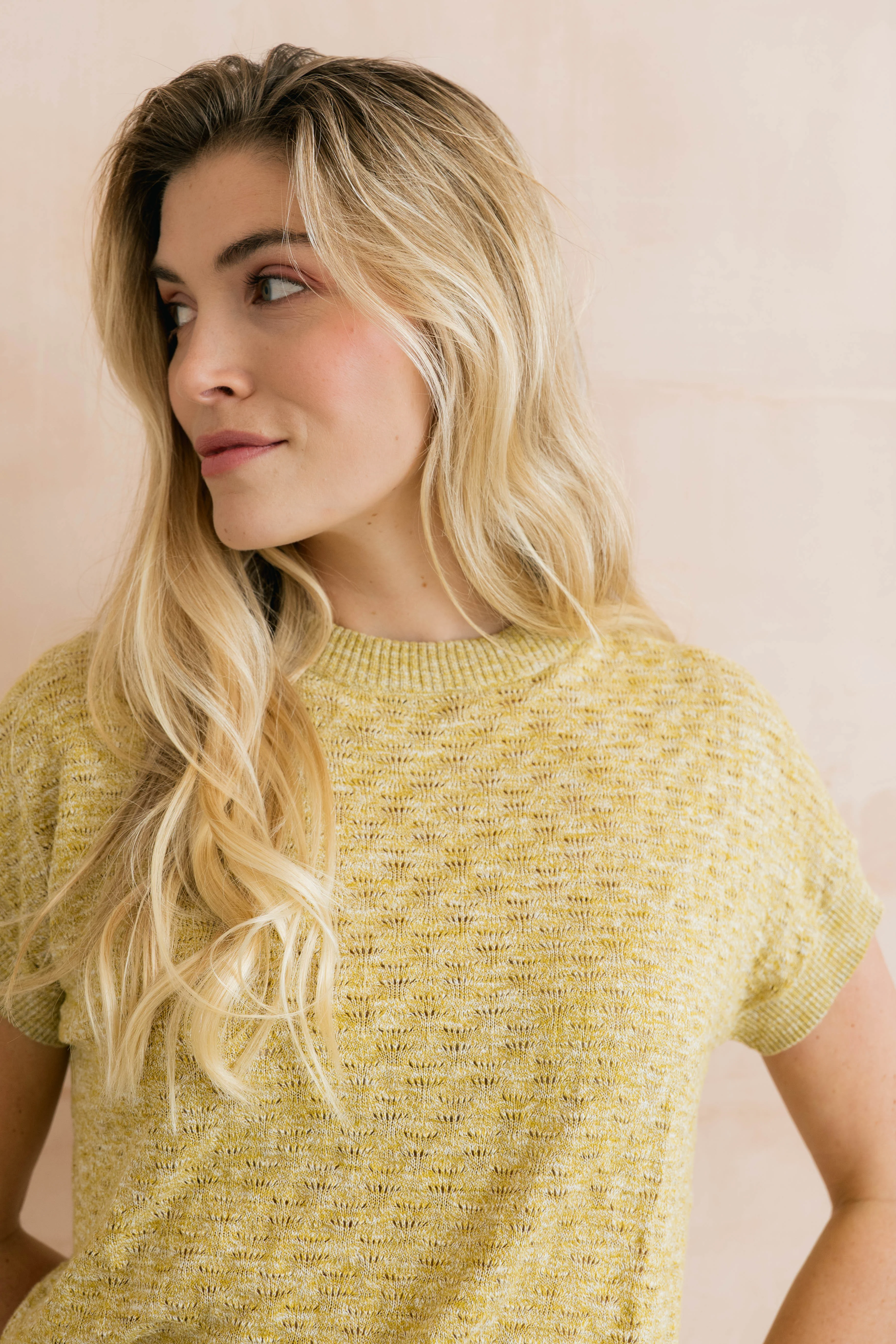 Lola Pointelle Knit Top Lime - Image 3