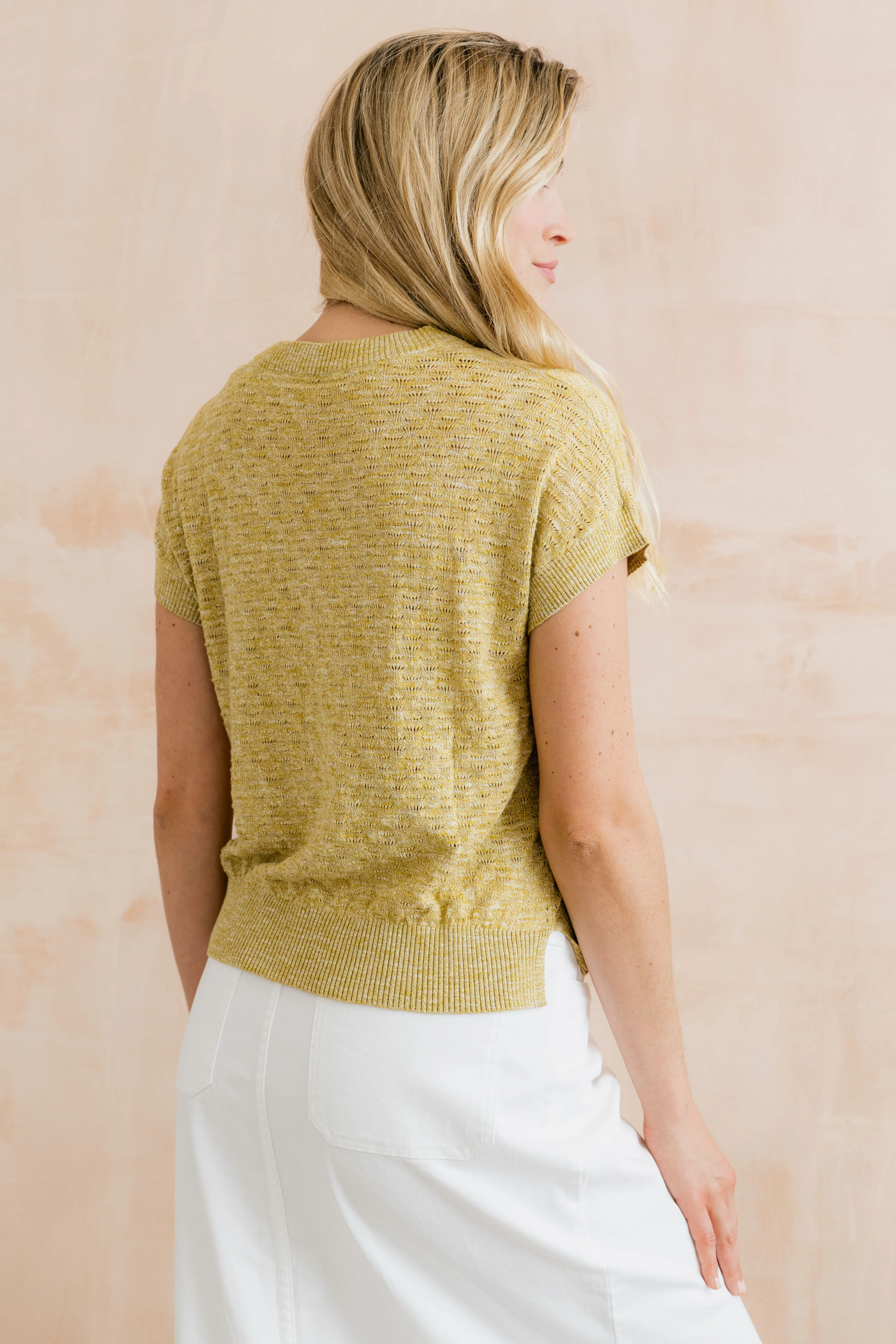 Lola Pointelle Knit Top Lime - Image 4