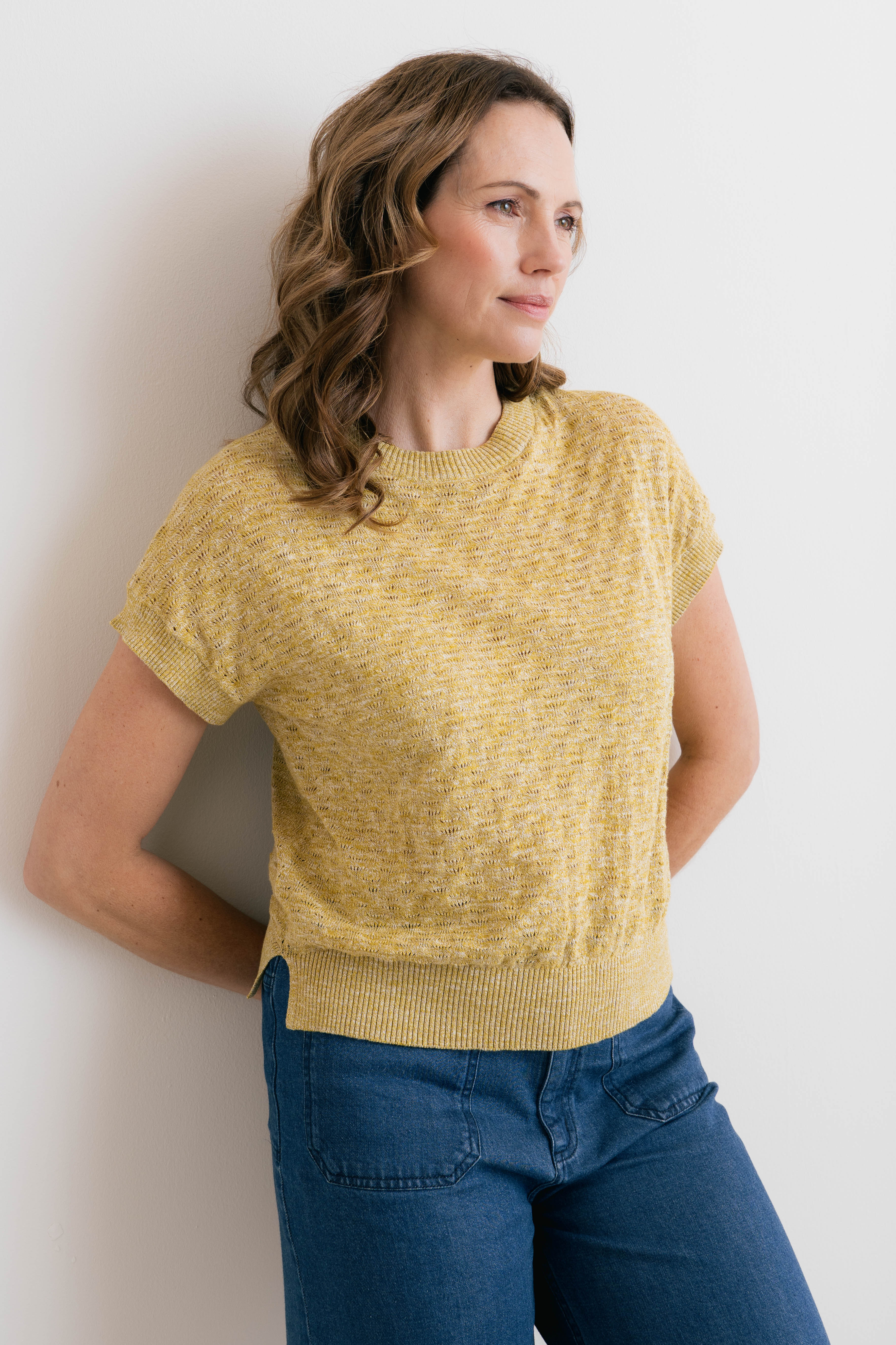 Lola Pointelle Knit Top Lime - Image 6