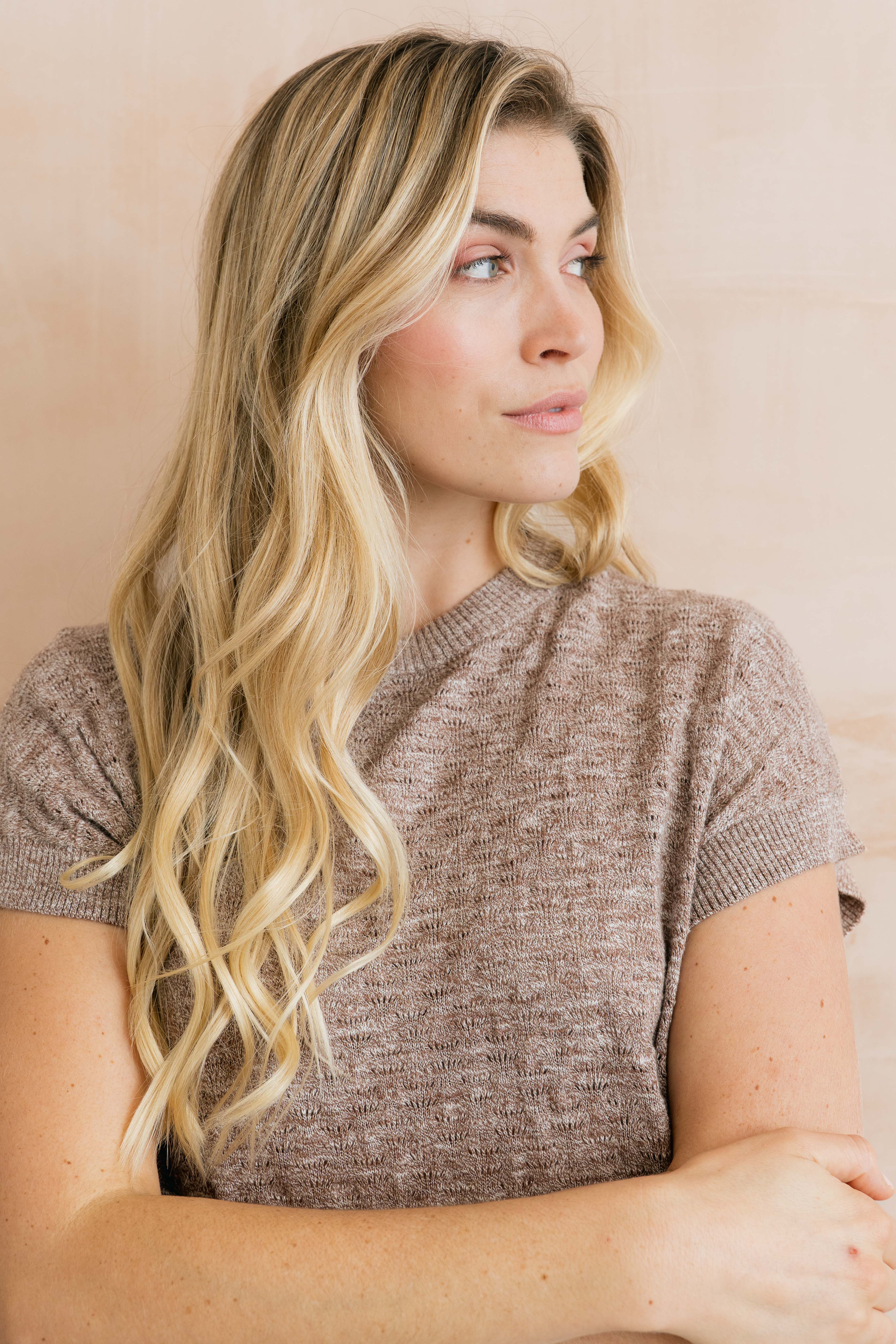 Lola Pointelle Knit Top Mocha - Image 3