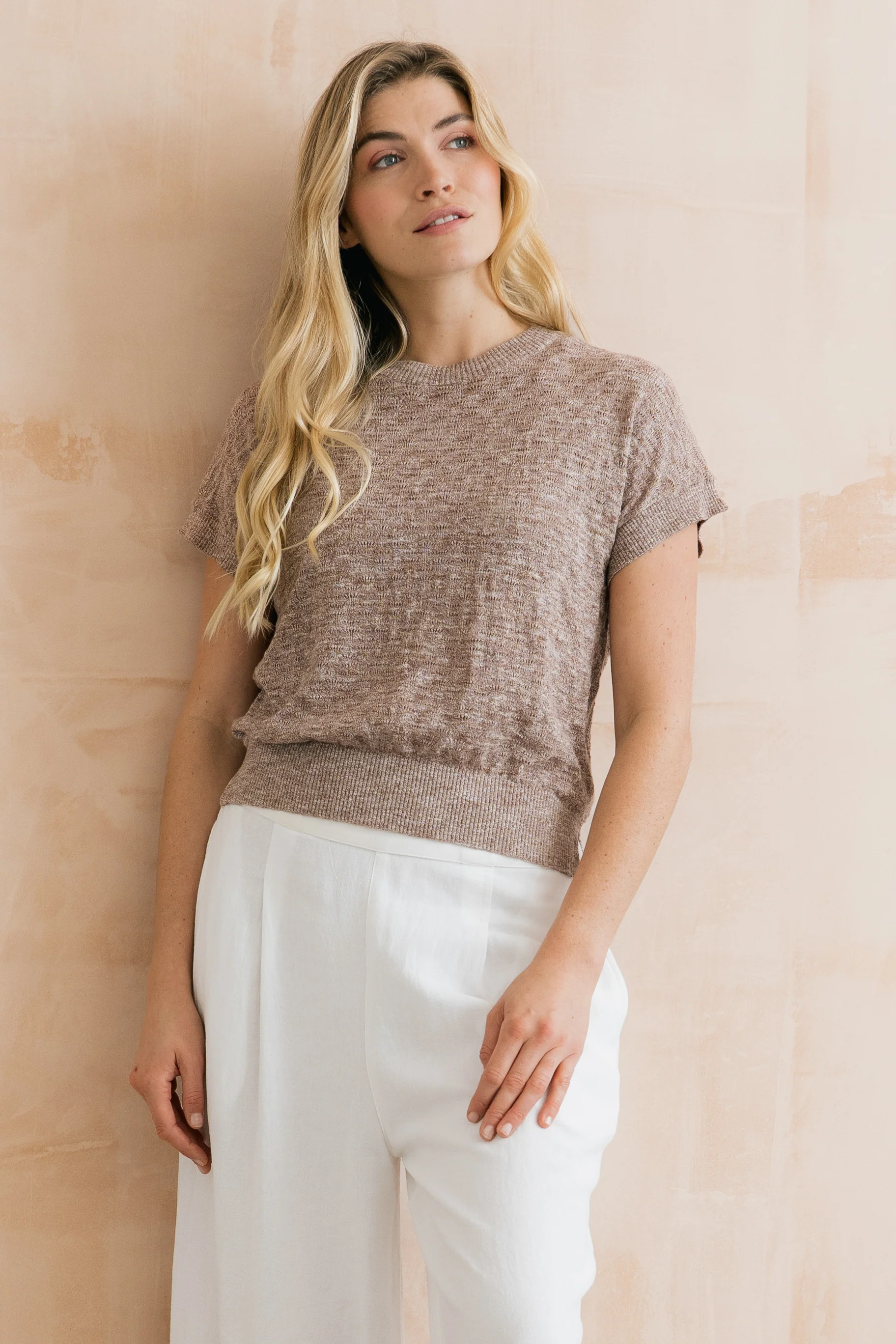 Lola Pointelle Knit Top Mocha - Image 6