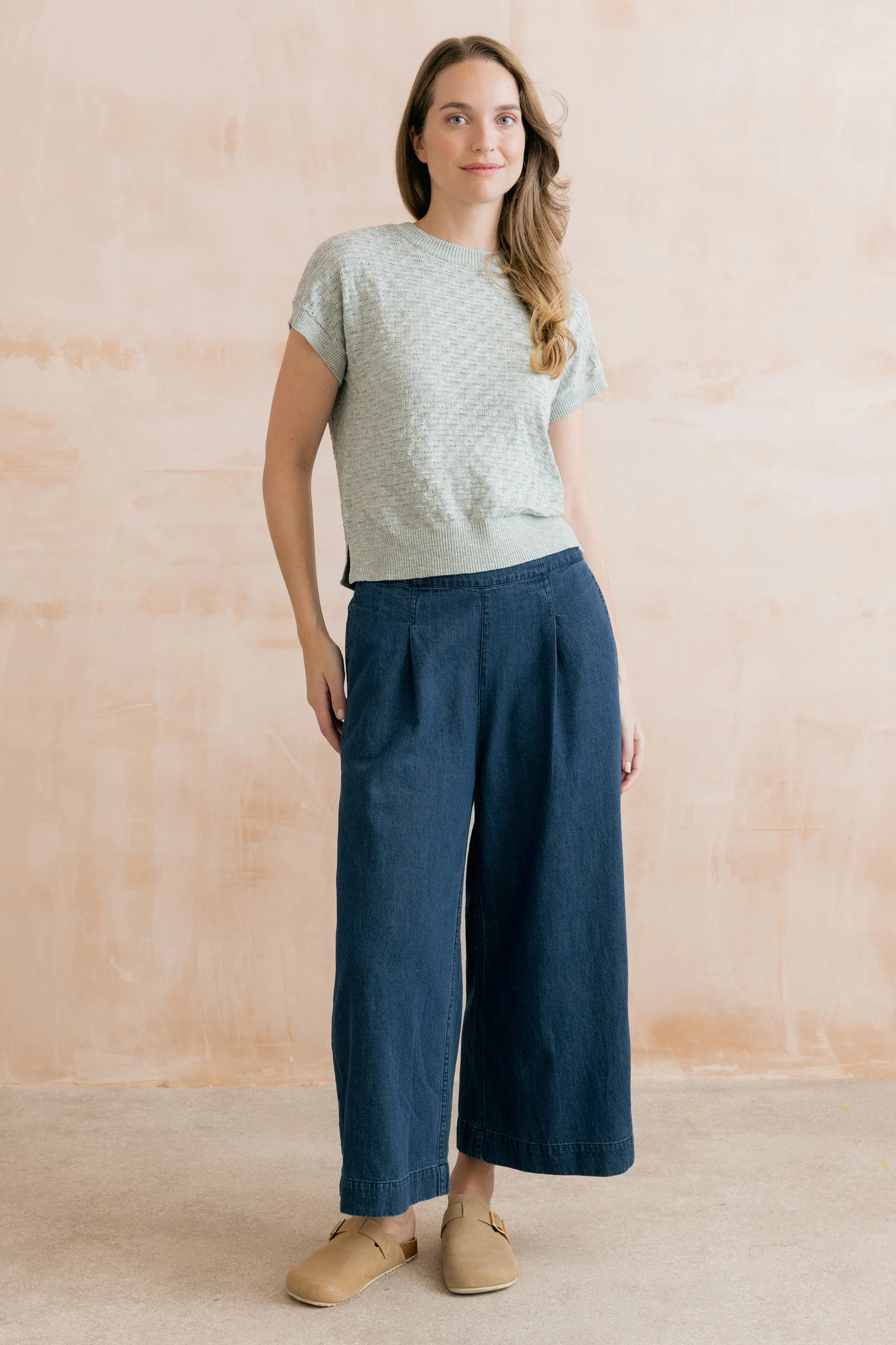 Lola Pointelle Knit Top Silver Sage - Image 3
