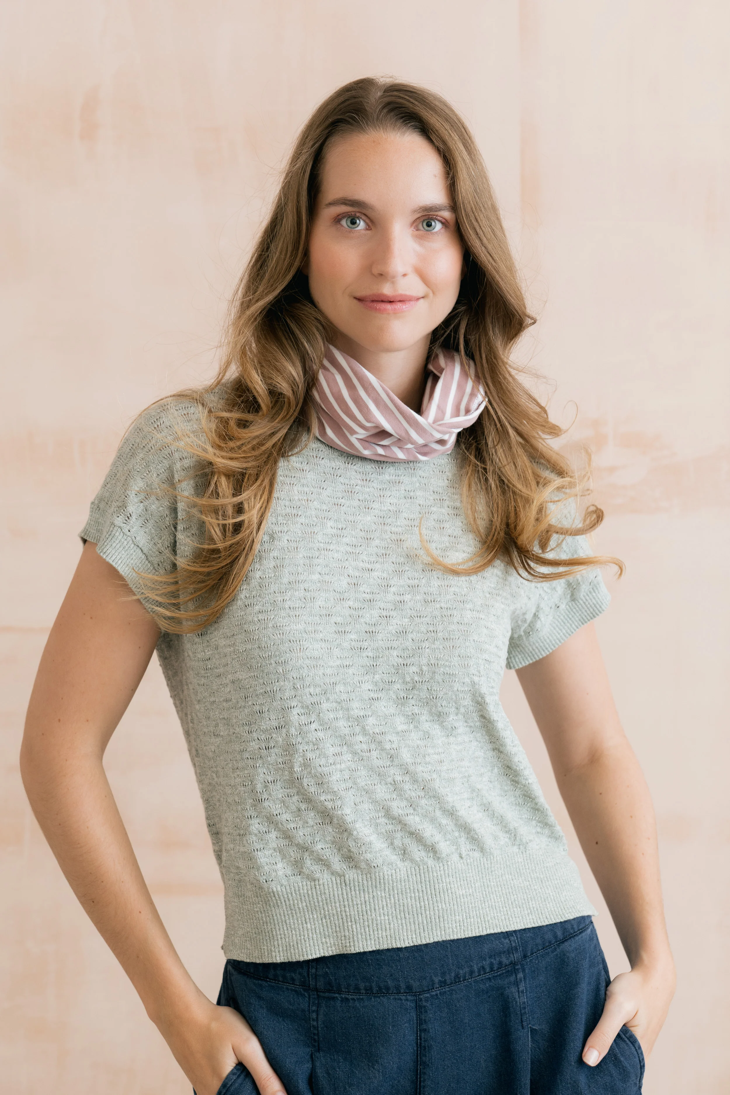 Lola Pointelle Knit Top Silver Sage - Image 5