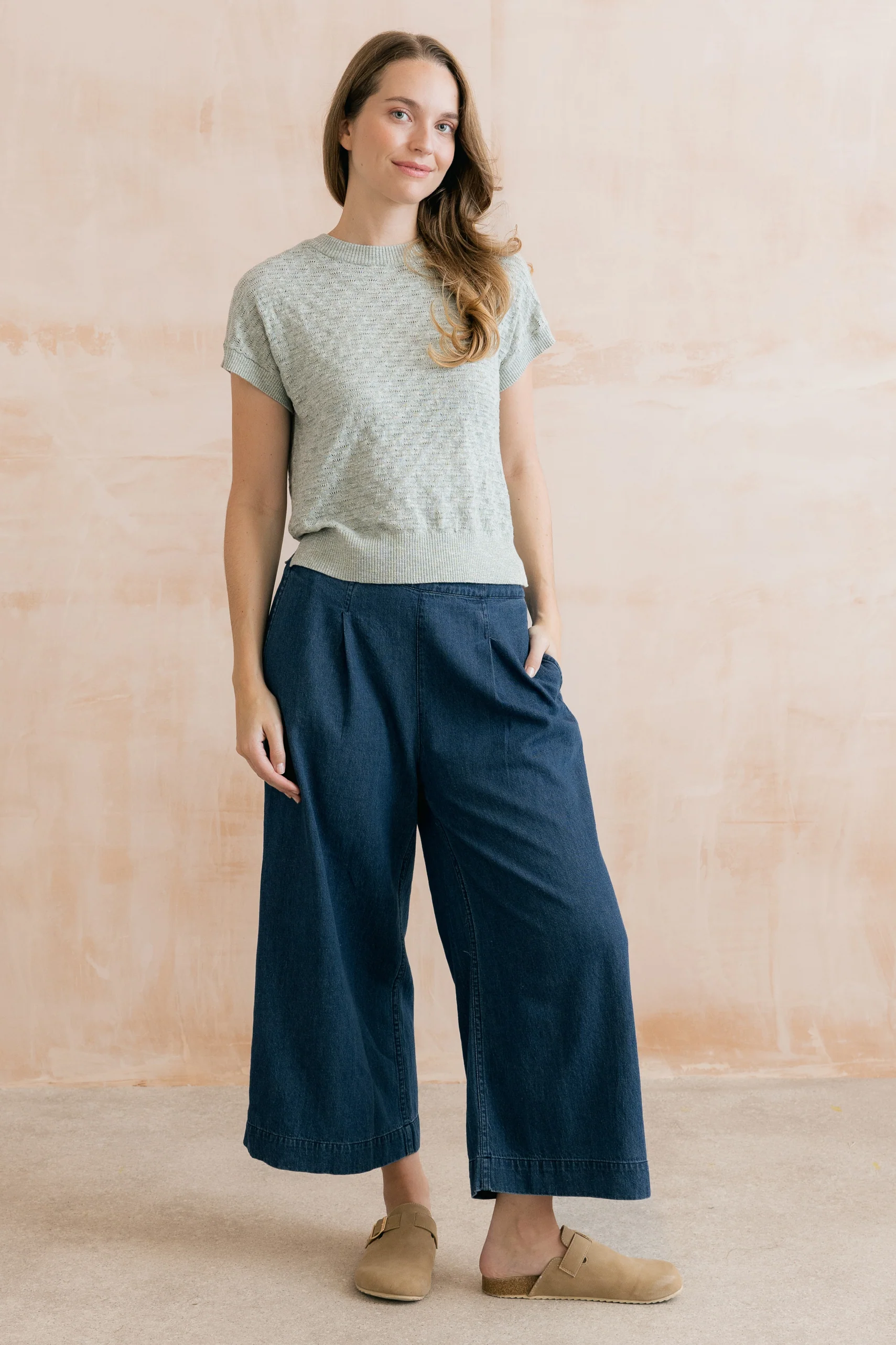Lola Pointelle Knit Top Silver Sage - Image 6