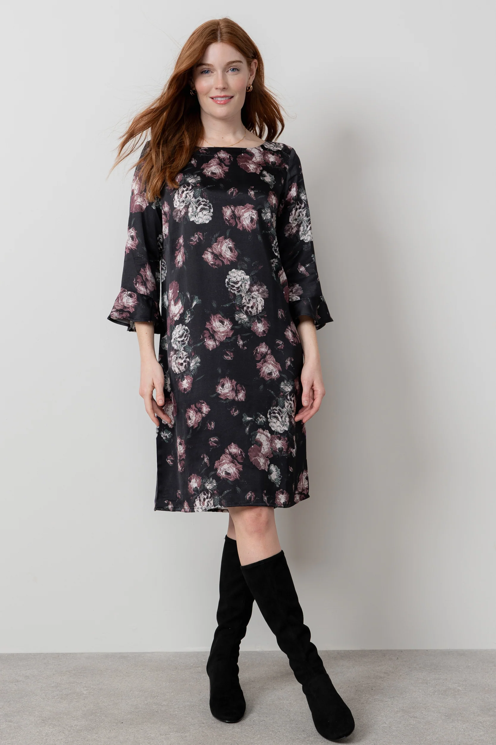 Lotty Fluted Sleeve Shift Dress Black - Image 6