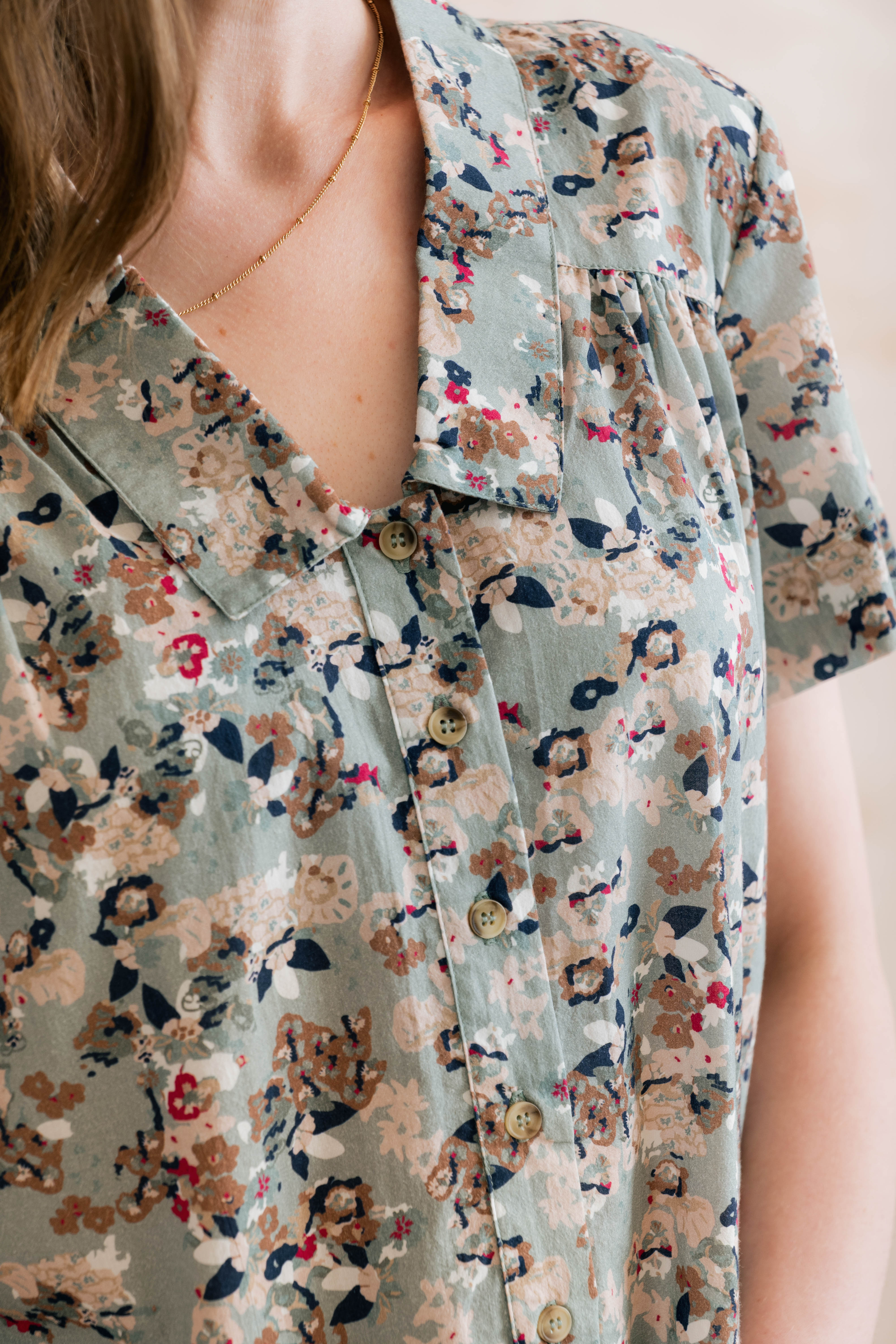 Lowlands Organic Ditsy Print Blouse Ocean - Image 2