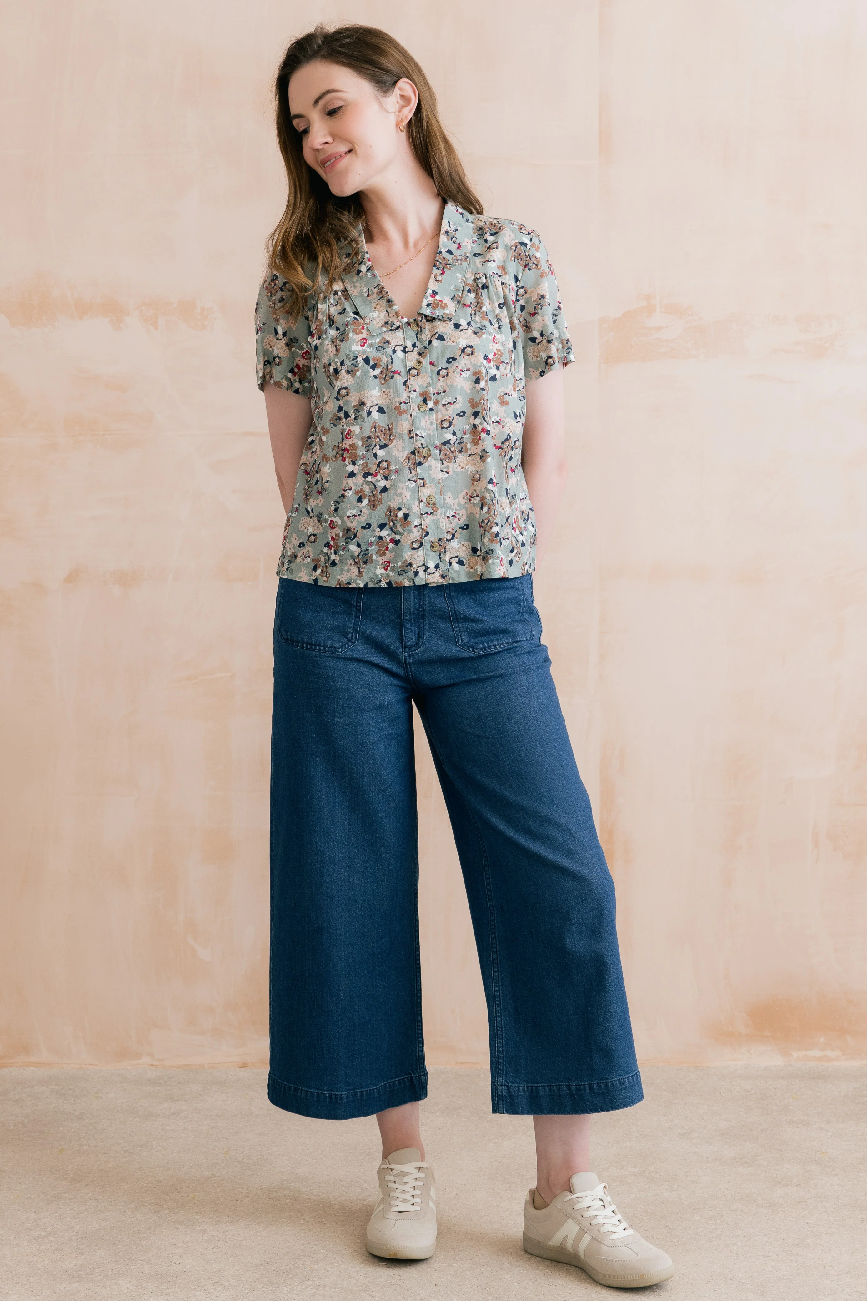 Lowlands Organic Ditsy Print Blouse Ocean - Image 4