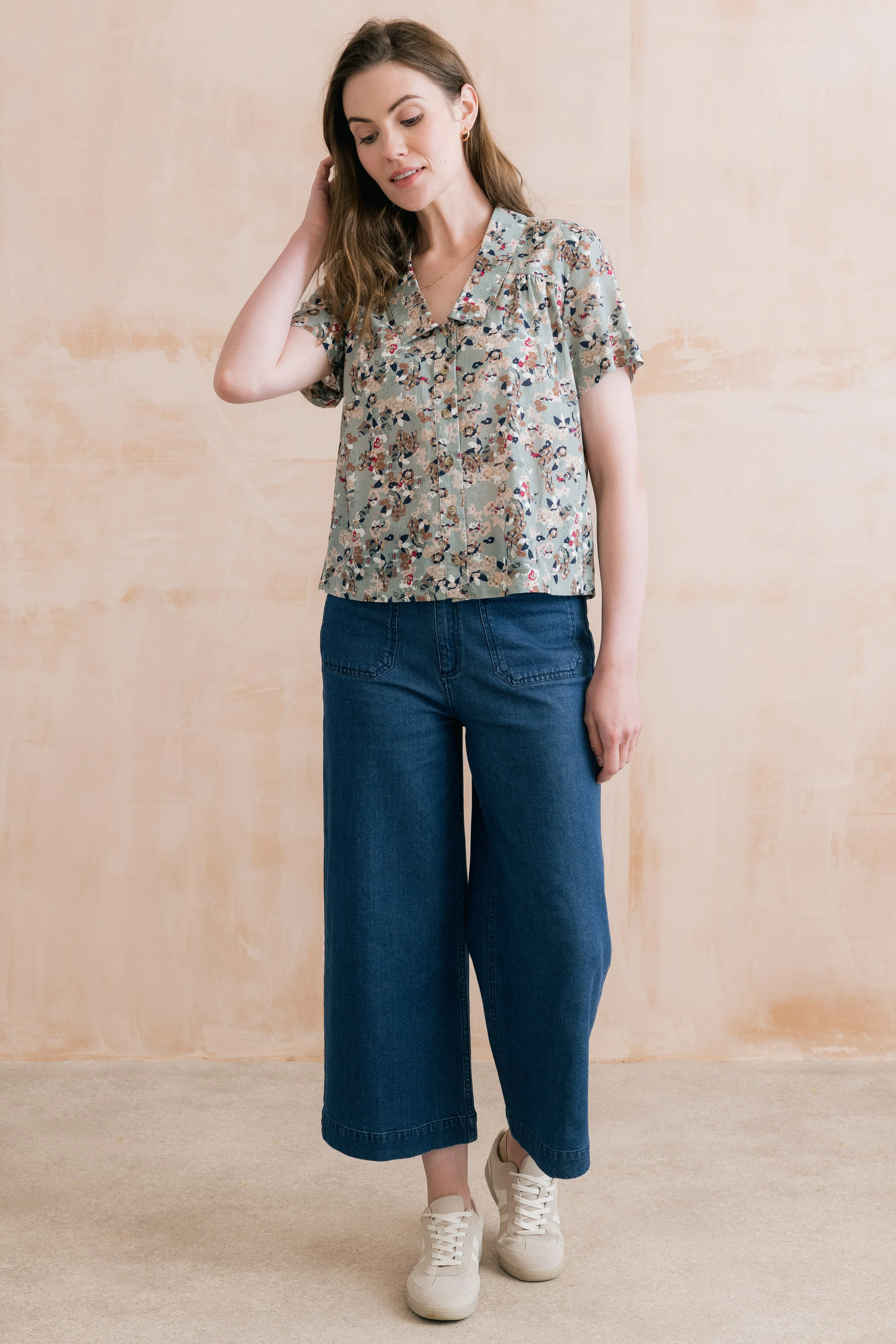 Lowlands Organic Ditsy Print Blouse Ocean - Image 5