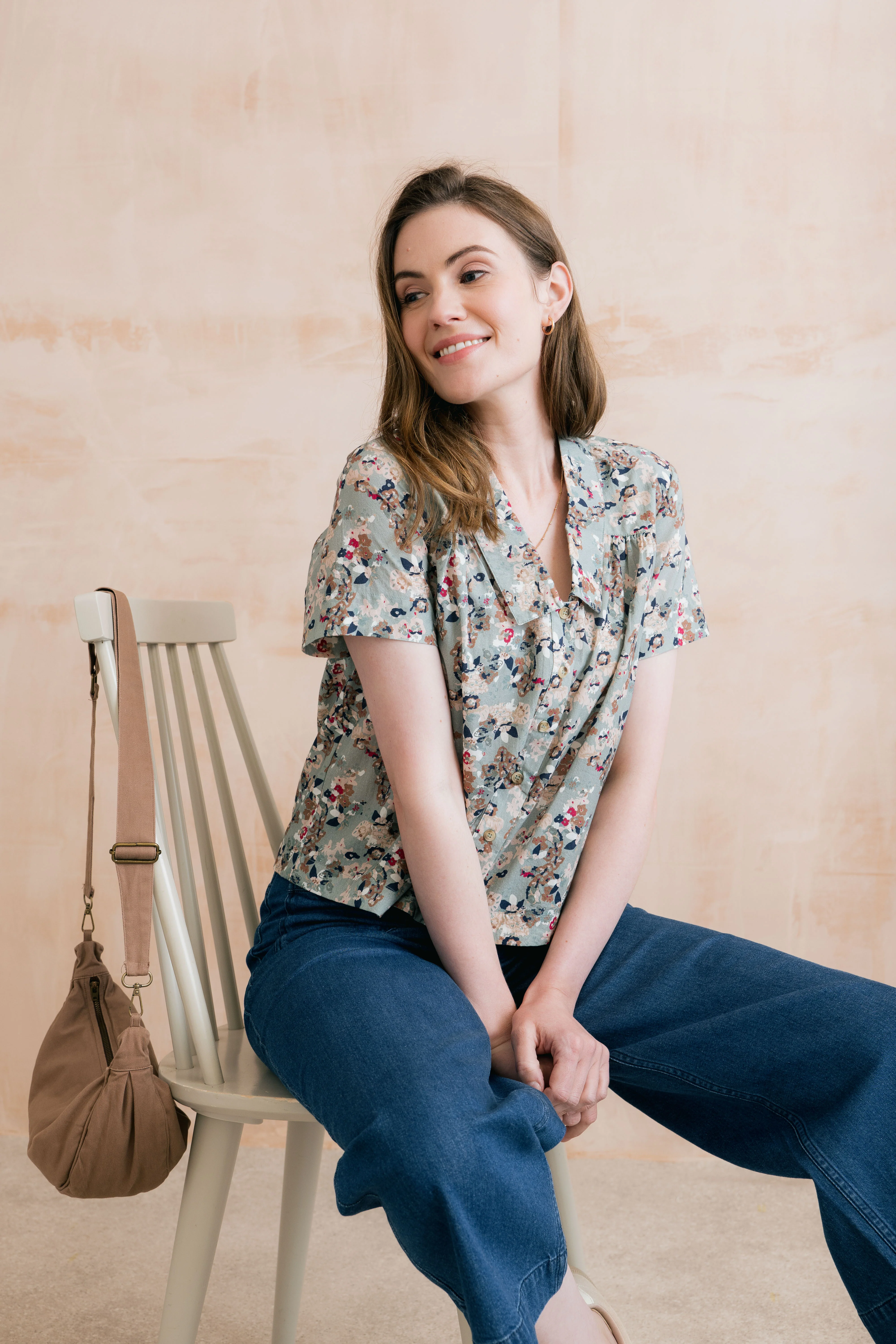 Lowlands Organic Ditsy Print Blouse Ocean - Image 6