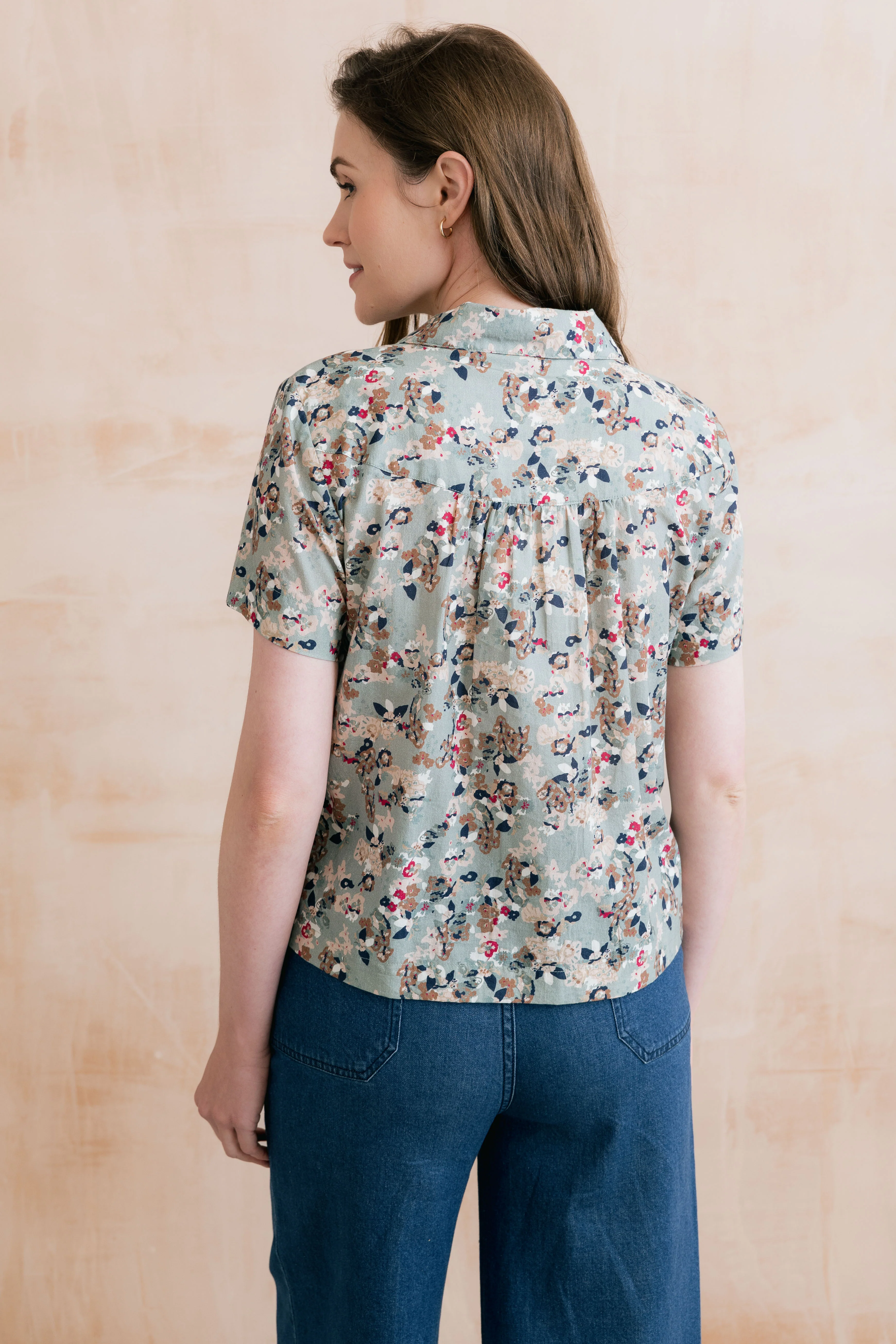 Lowlands Organic Ditsy Print Blouse Ocean - Image 7