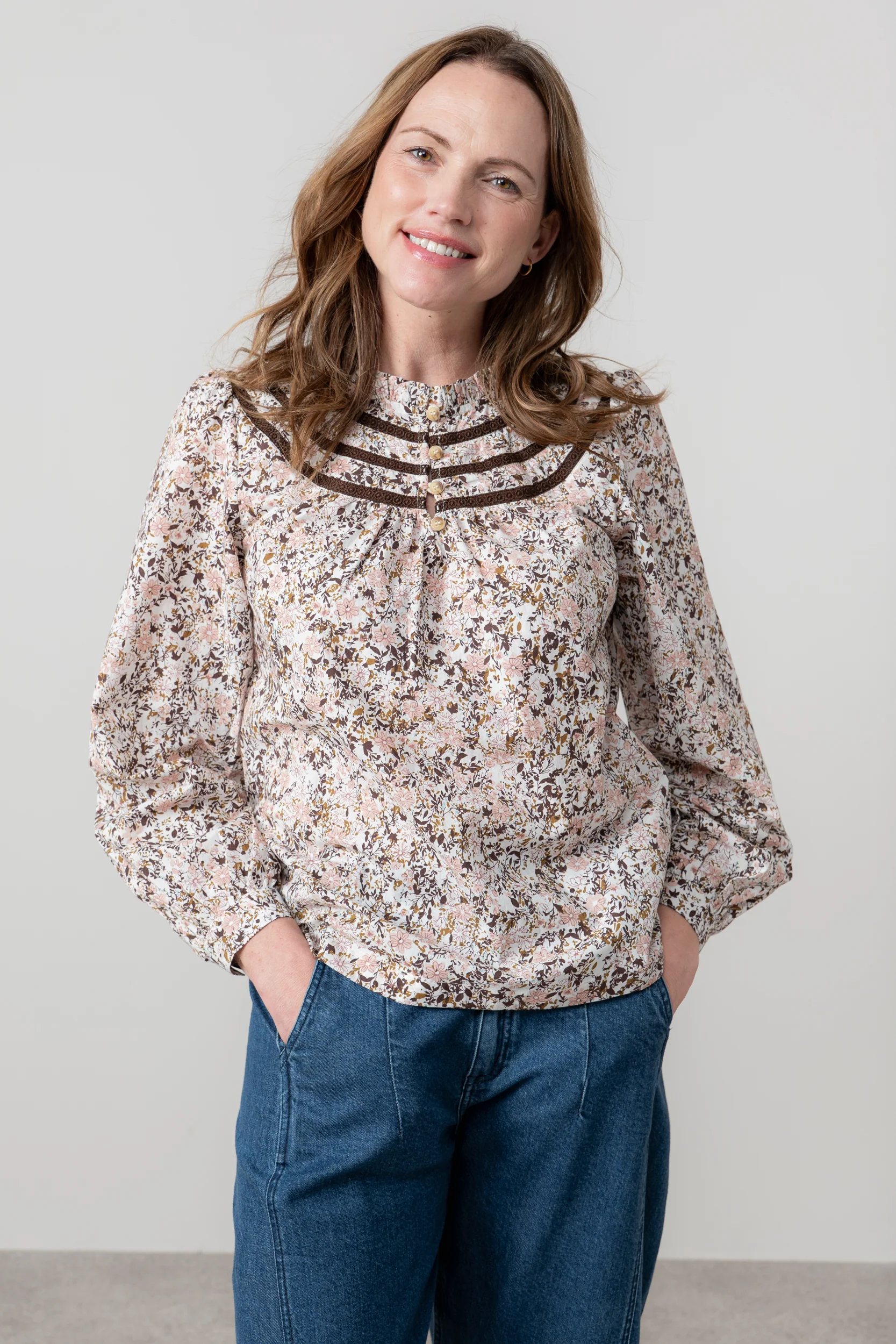 Luna Cotton Lace Insert Blouse Pink - Image 5