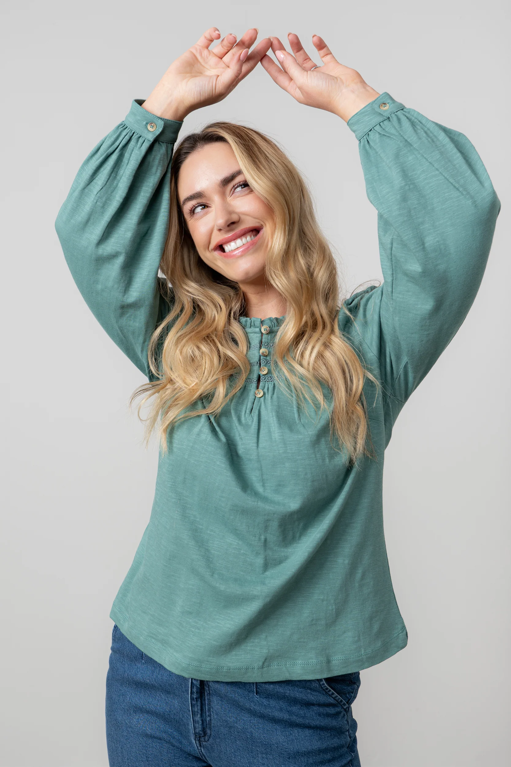 Luna Organic Cotton Blouse Sea Mist - Image 2