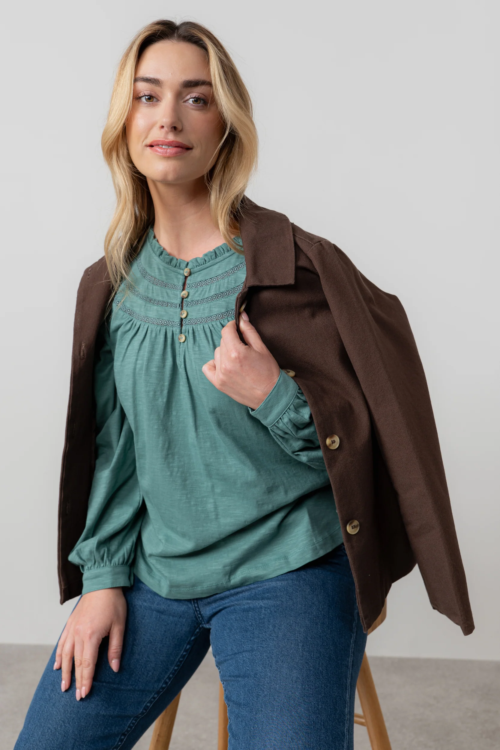 Luna Organic Cotton Blouse Sea Mist - Image 3